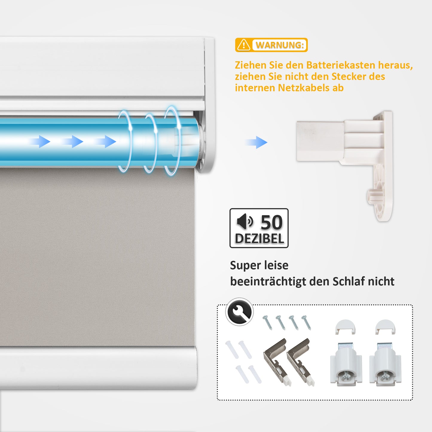 M100 Elektrobetriebene | Verdunkelung | Trockenbatterie | Rollo | Grau | Standardgrosse
