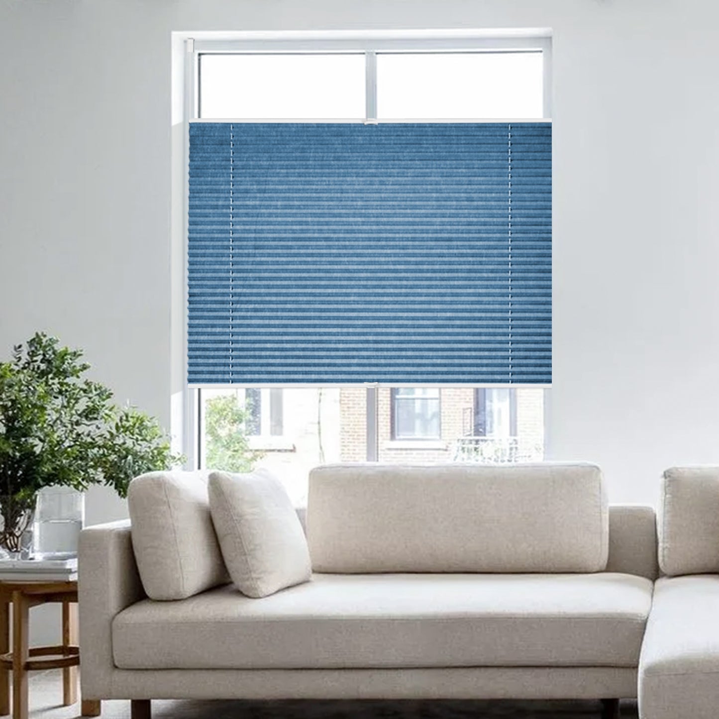 Verdunkelnd ohne Bohren Klemmfix Faltrollo Plissee Blau