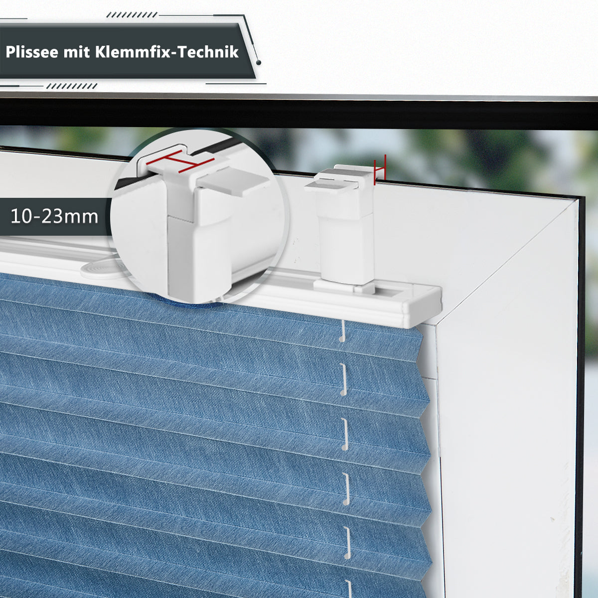Verdunkelnd ohne Bohren Klemmfix Faltrollo Plissee Blau