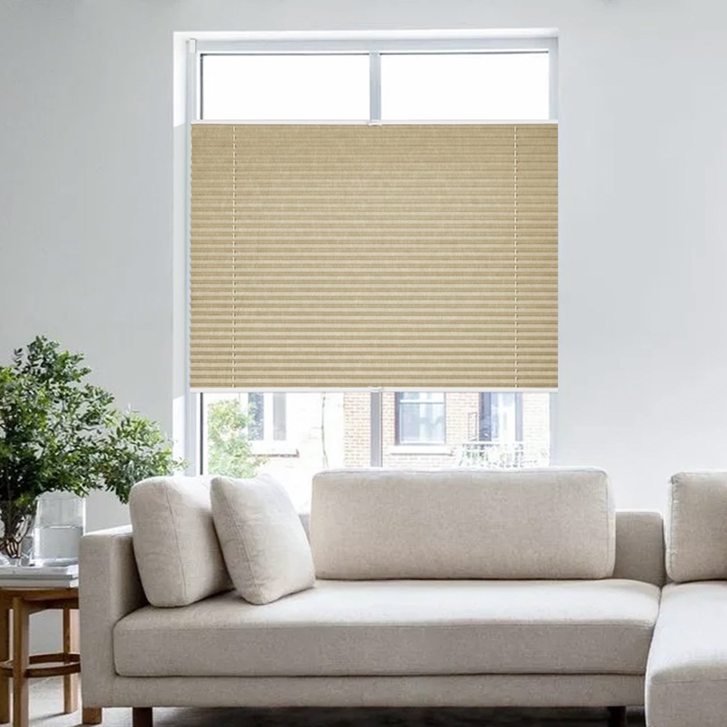 Verdunkelnd ohne Bohren Klemmfix Faltrollo Plissee Hell Beige