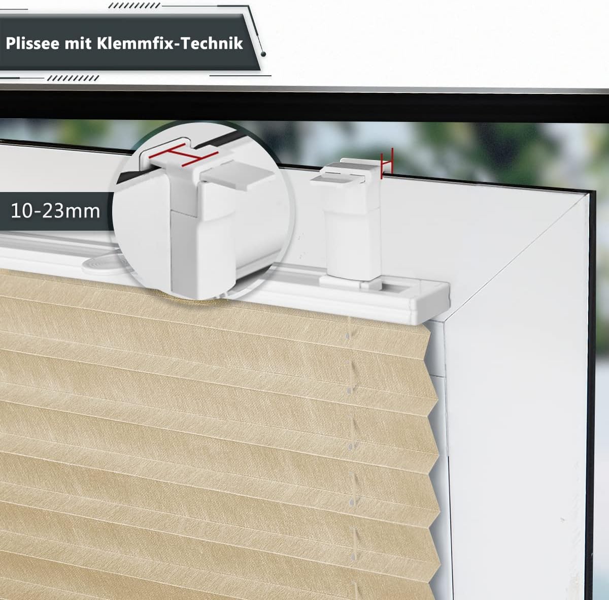 Verdunkelnd ohne Bohren Klemmfix Faltrollo Plissee Hell Beige
