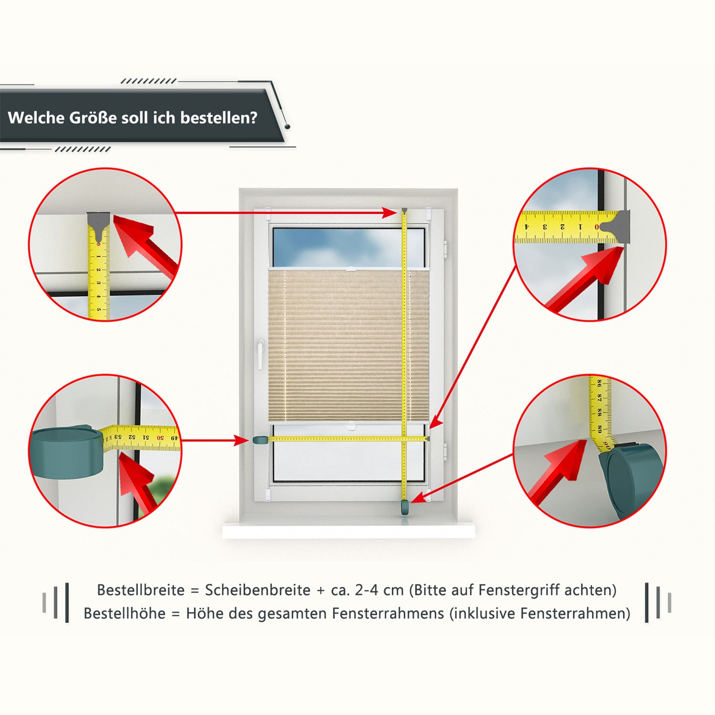 Verdunkelnd ohne Bohren Klemmfix Faltrollo Plissee Hell Beige