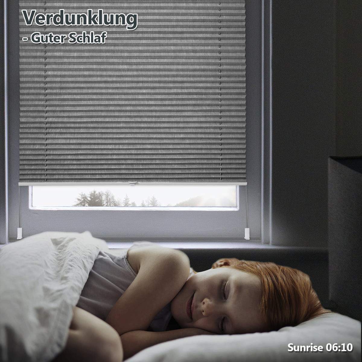 Verdunkelnd ohne Bohren Klemmfix Faltrollo Plissee Schwarzgrau