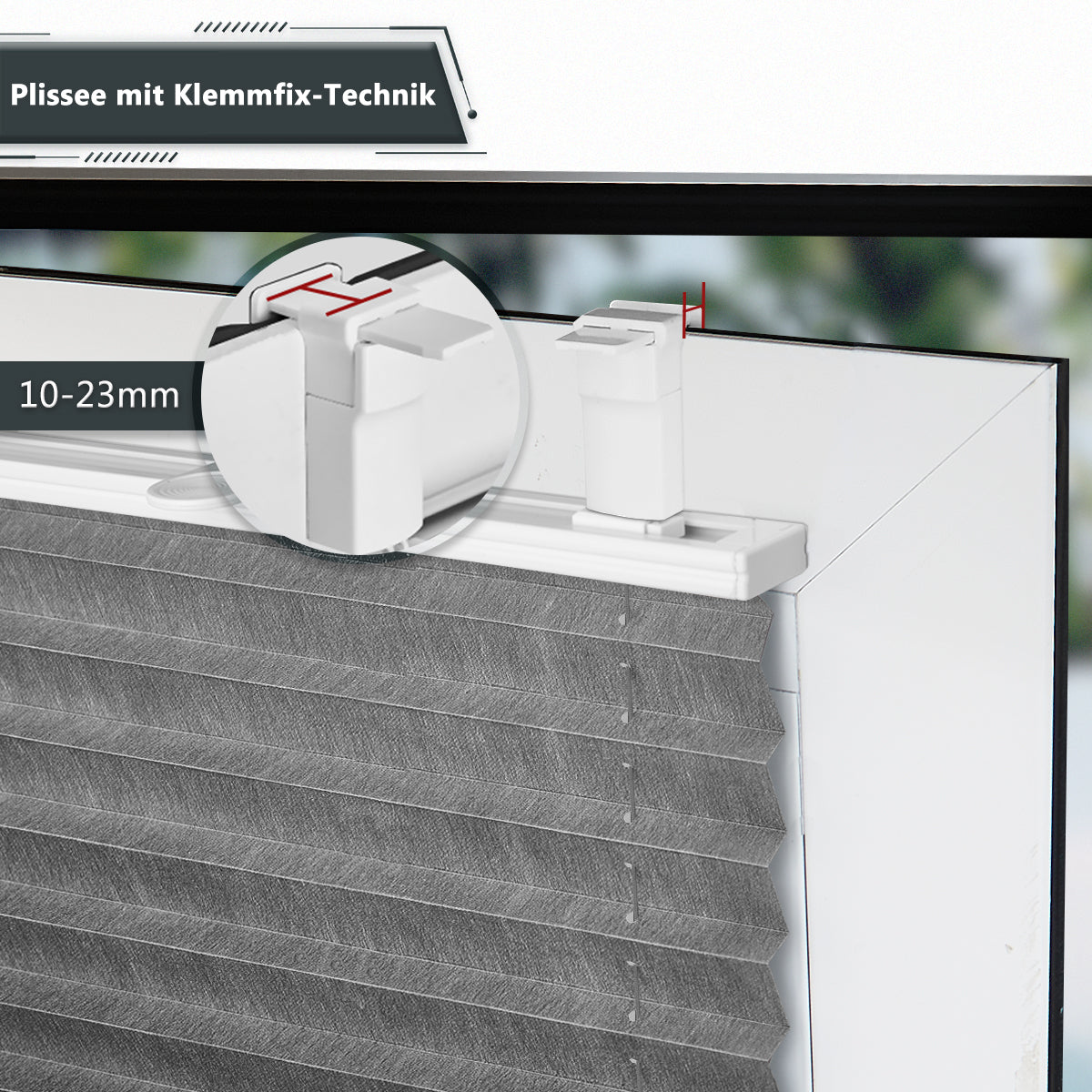 Verdunkelnd ohne Bohren Klemmfix Faltrollo Plissee Schwarzgrau