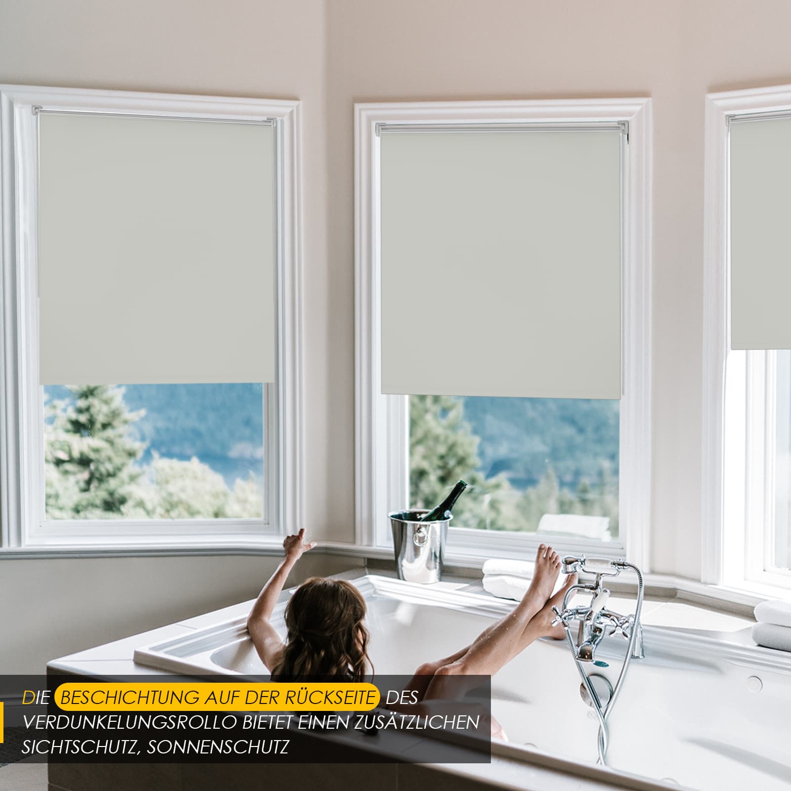 Verdunkelungsrollo Klemmfix Thermorollo ohne Bohren Creme