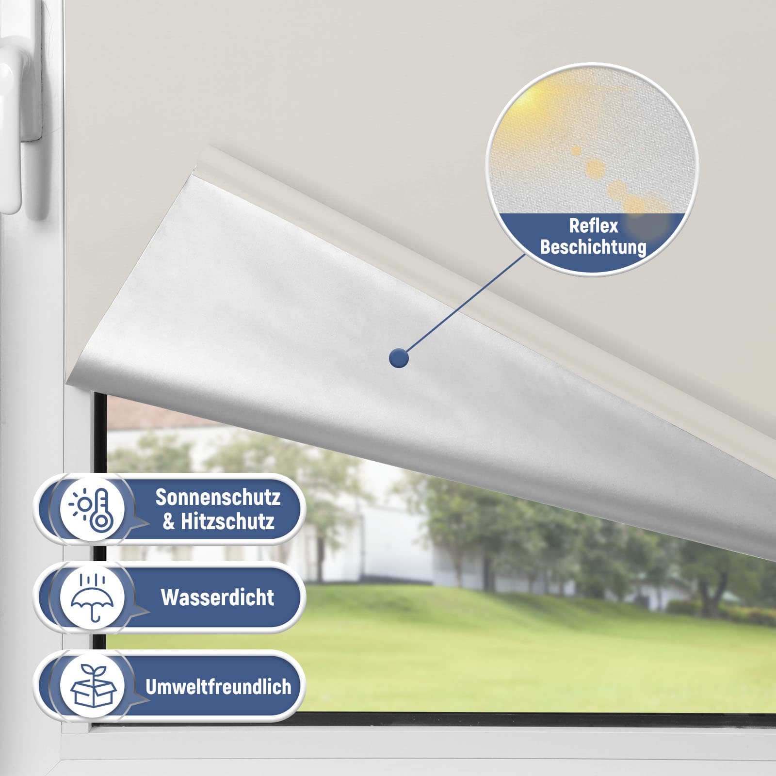 Verdunkelungsrollo Klemmfix Thermorollo ohne Bohren Creme