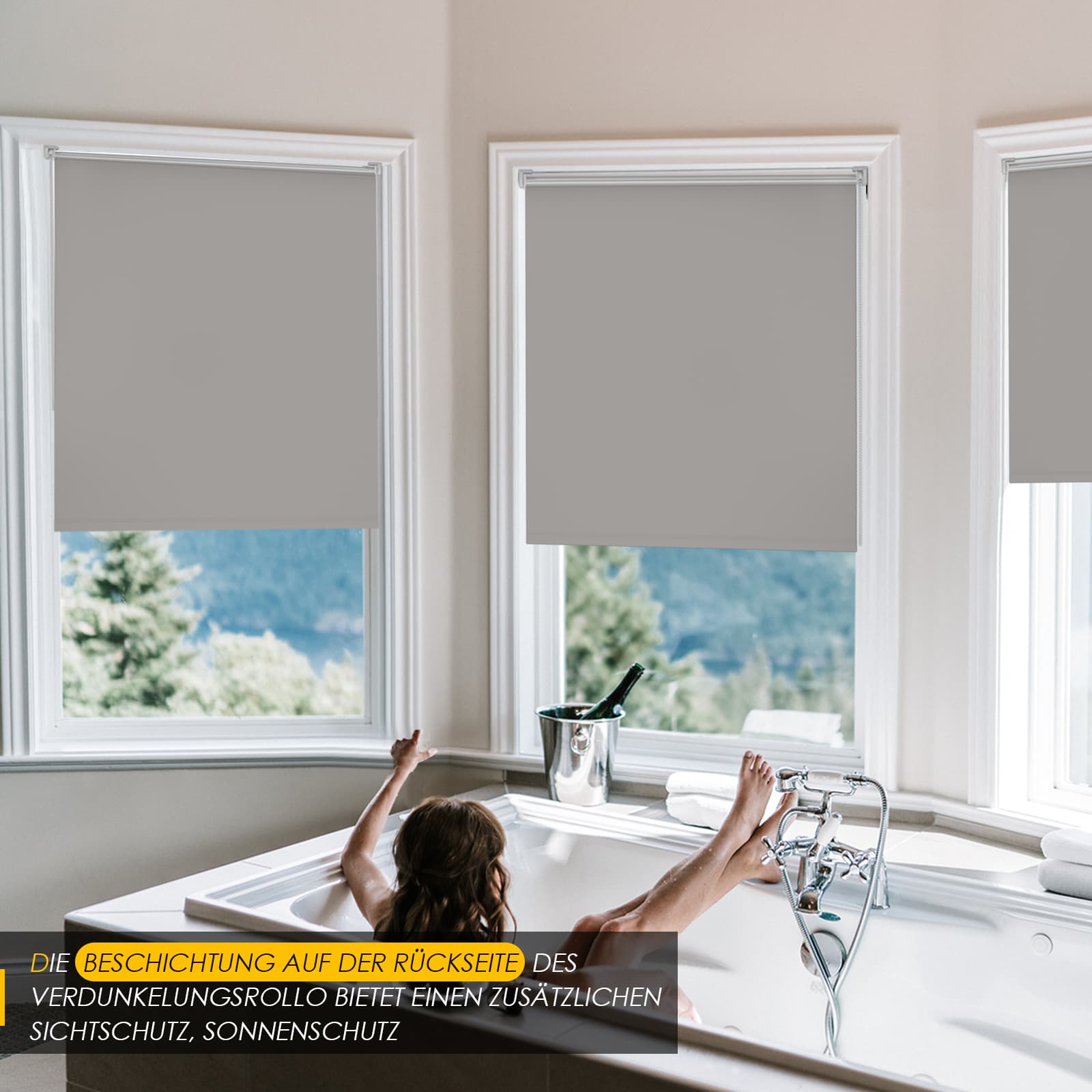 Verdunkelungsrollo Klemmfix Thermorollo ohne Bohren Hellgrau
