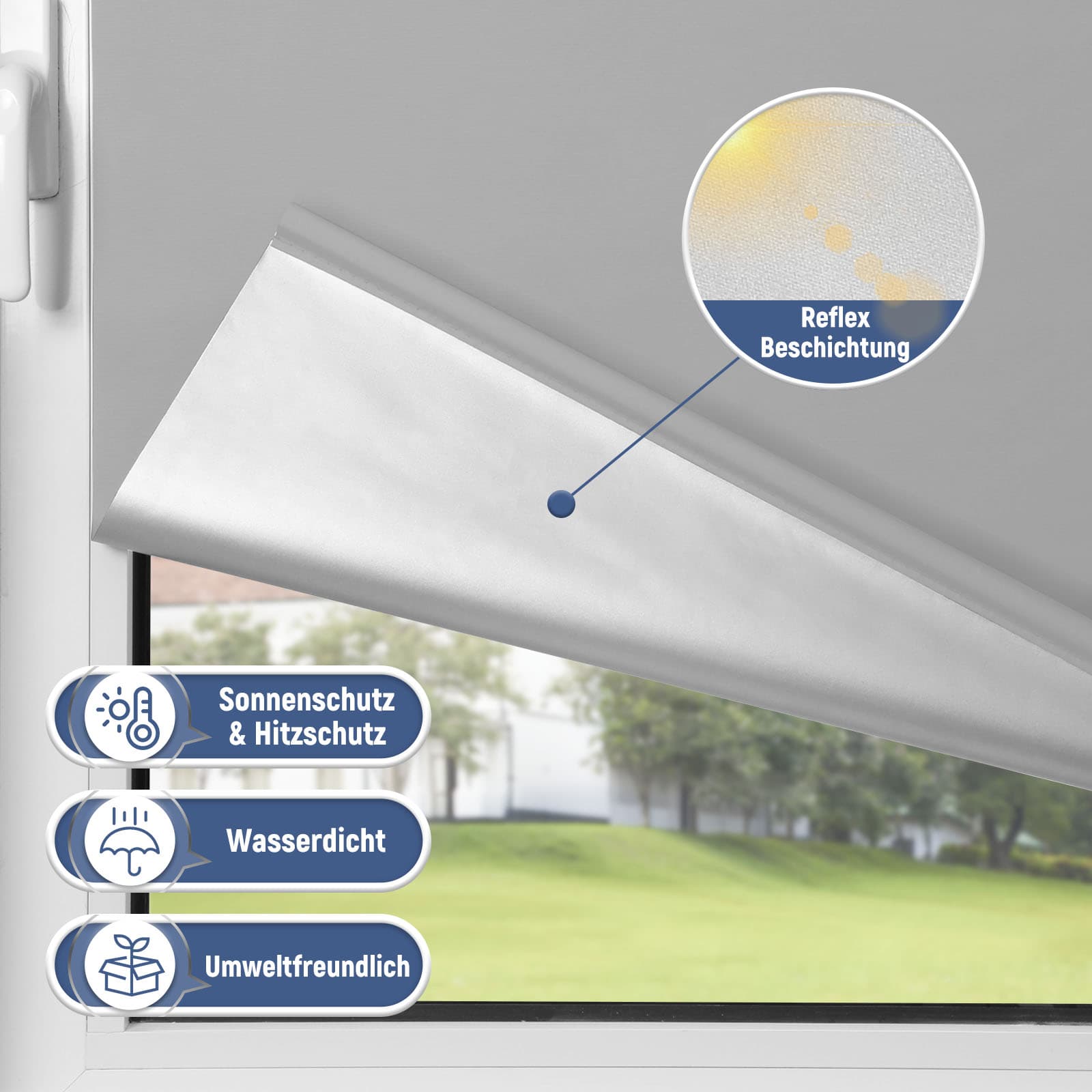Verdunkelungsrollo Klemmfix Thermorollo ohne Bohren Hellgrau