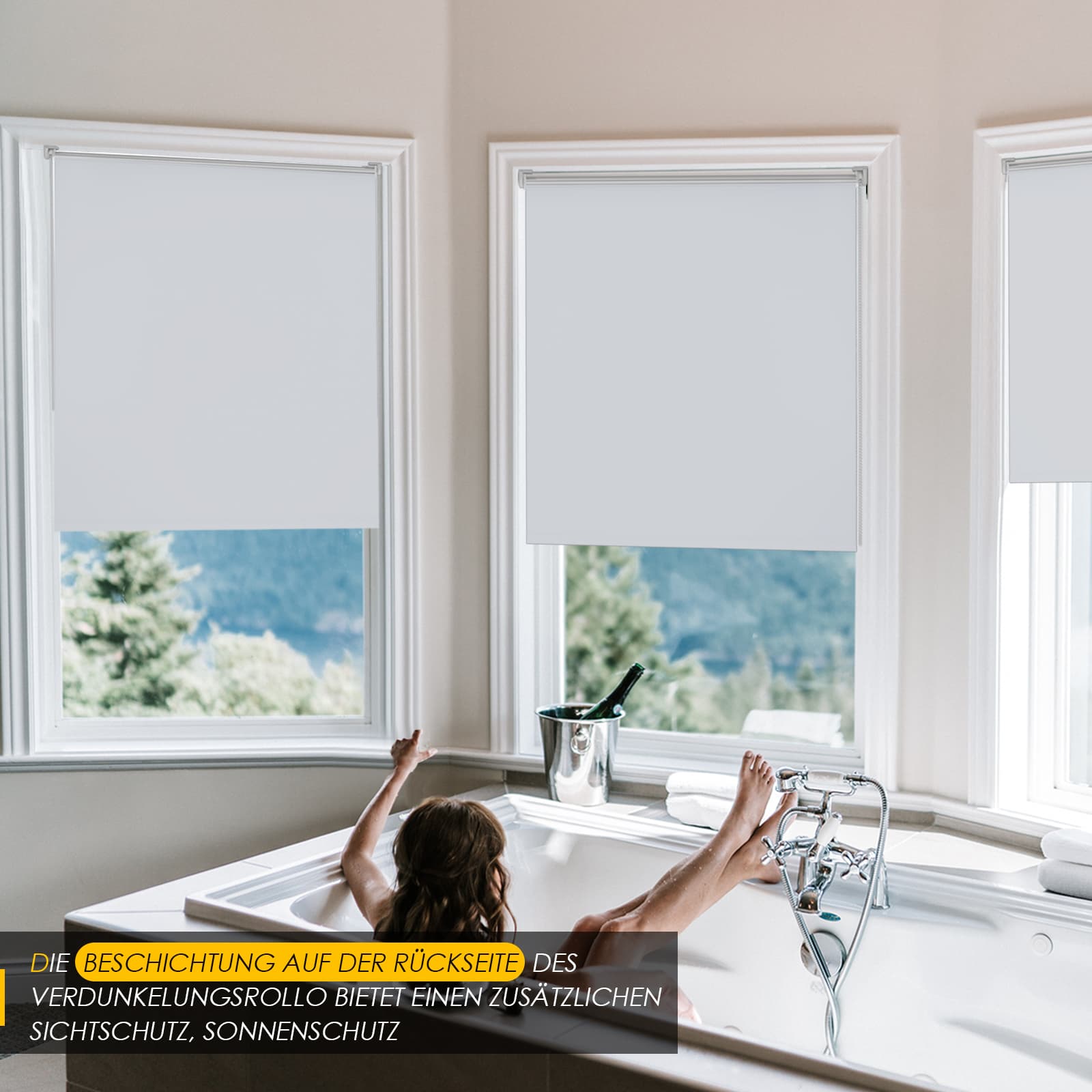 Verdunkelungsrollo Klemmfix Thermorollo ohne Bohren Weiß