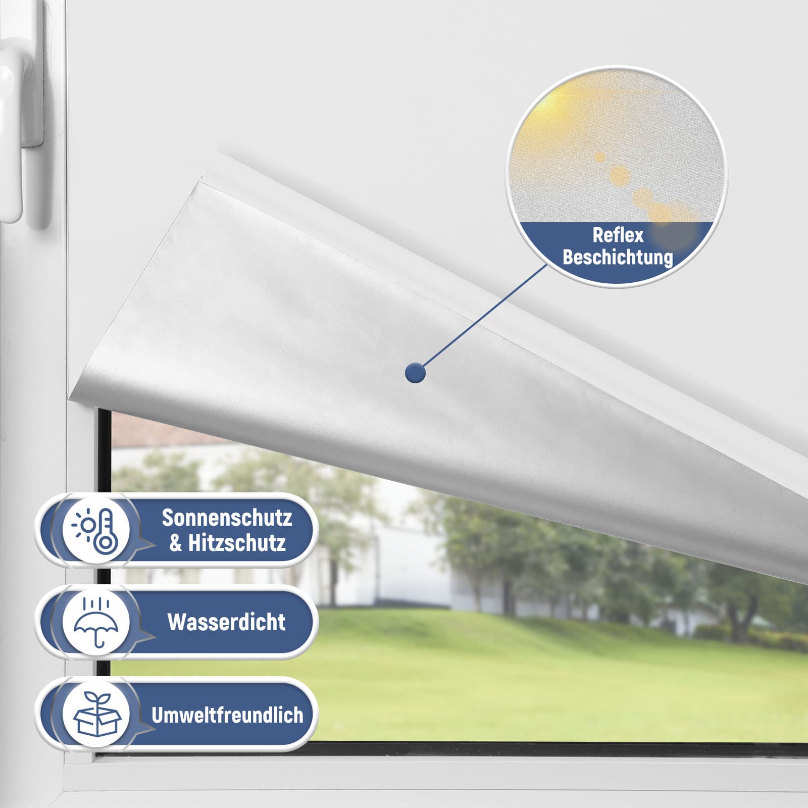 Verdunkelungsrollo Klemmfix Thermorollo ohne Bohren Weiß