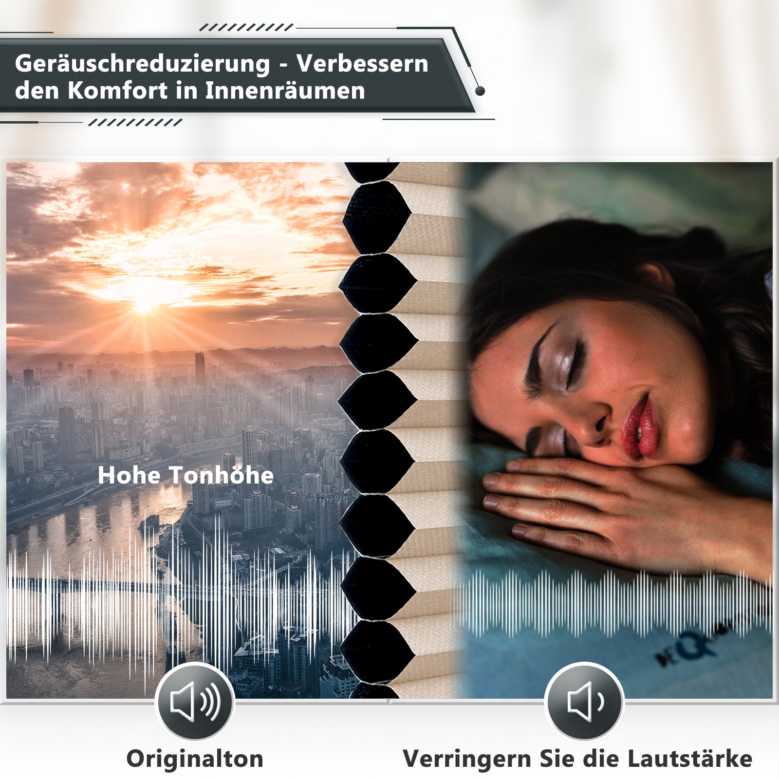 Wabenplissee Klemmfix Verdunkelung Thermo Zweifarbig Weiß-Beige