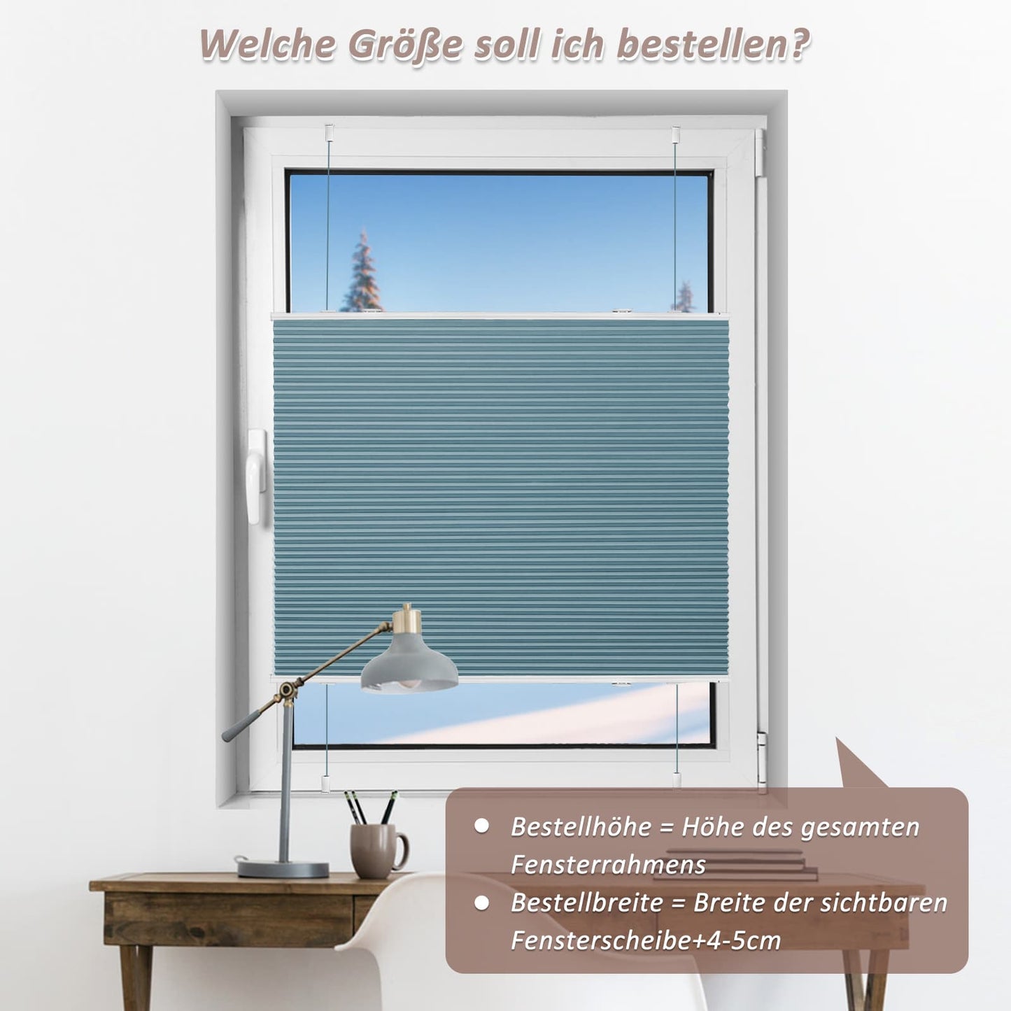 Wabenplissee Klemmfix Verdunkelung Thermo Zweifarbig Weiß-Hellblau