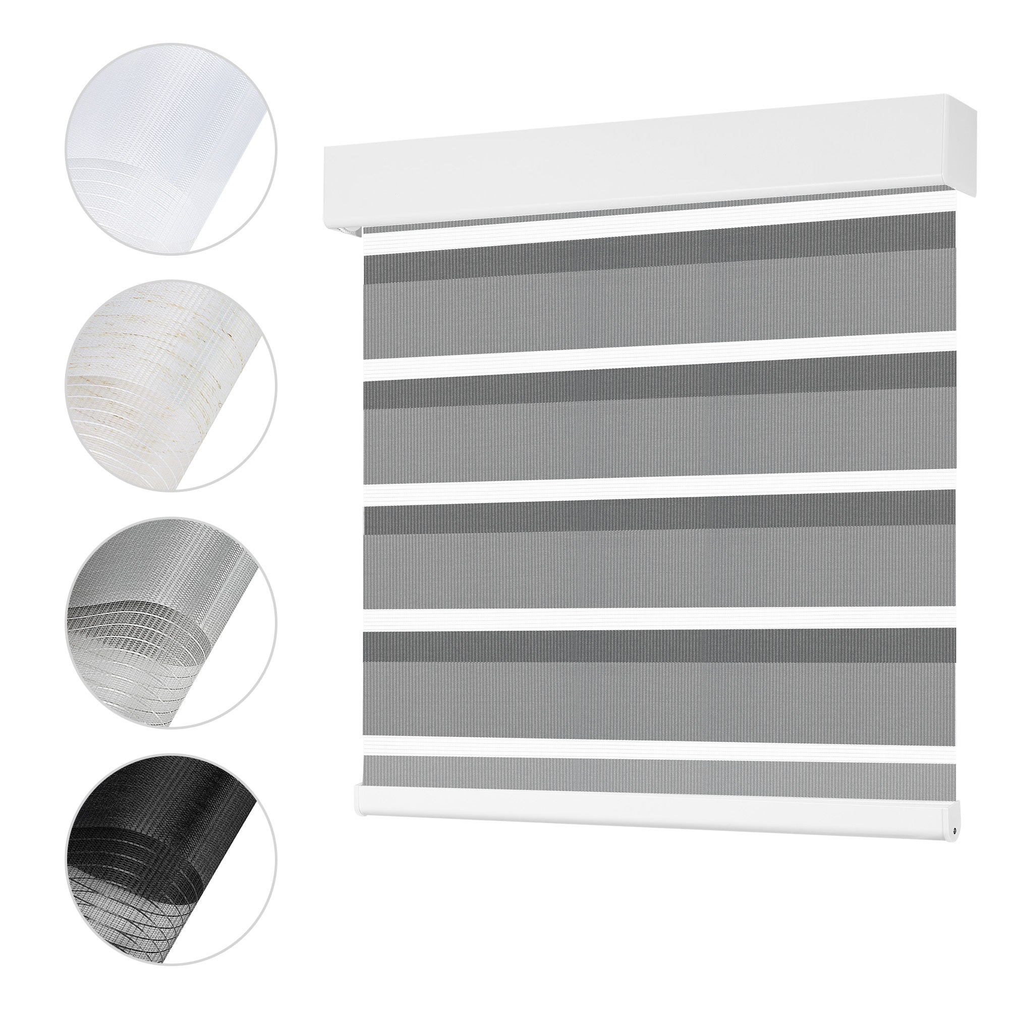 Schnurlos | Lichtdurchlässig | Kassette | Freistopp | Zebra Rollo | Maßanfertigung