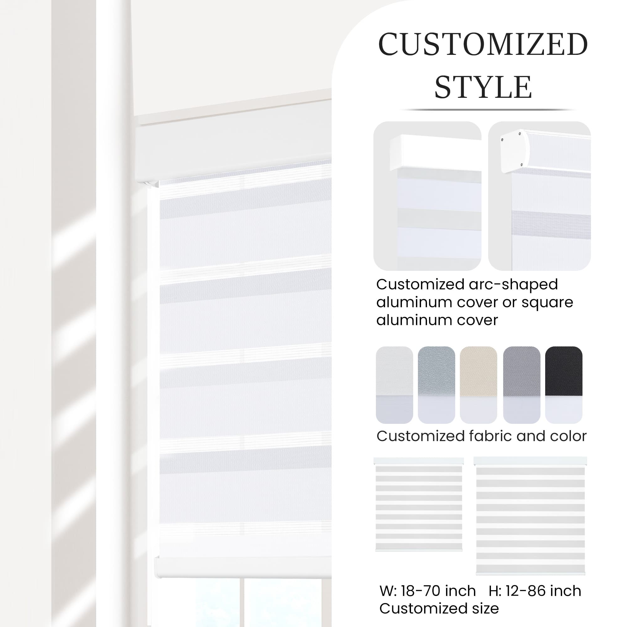 Schnurlos | Lichtdurchlässig | Kassette | Freistopp | Zebra Rollo | Maßanfertigung