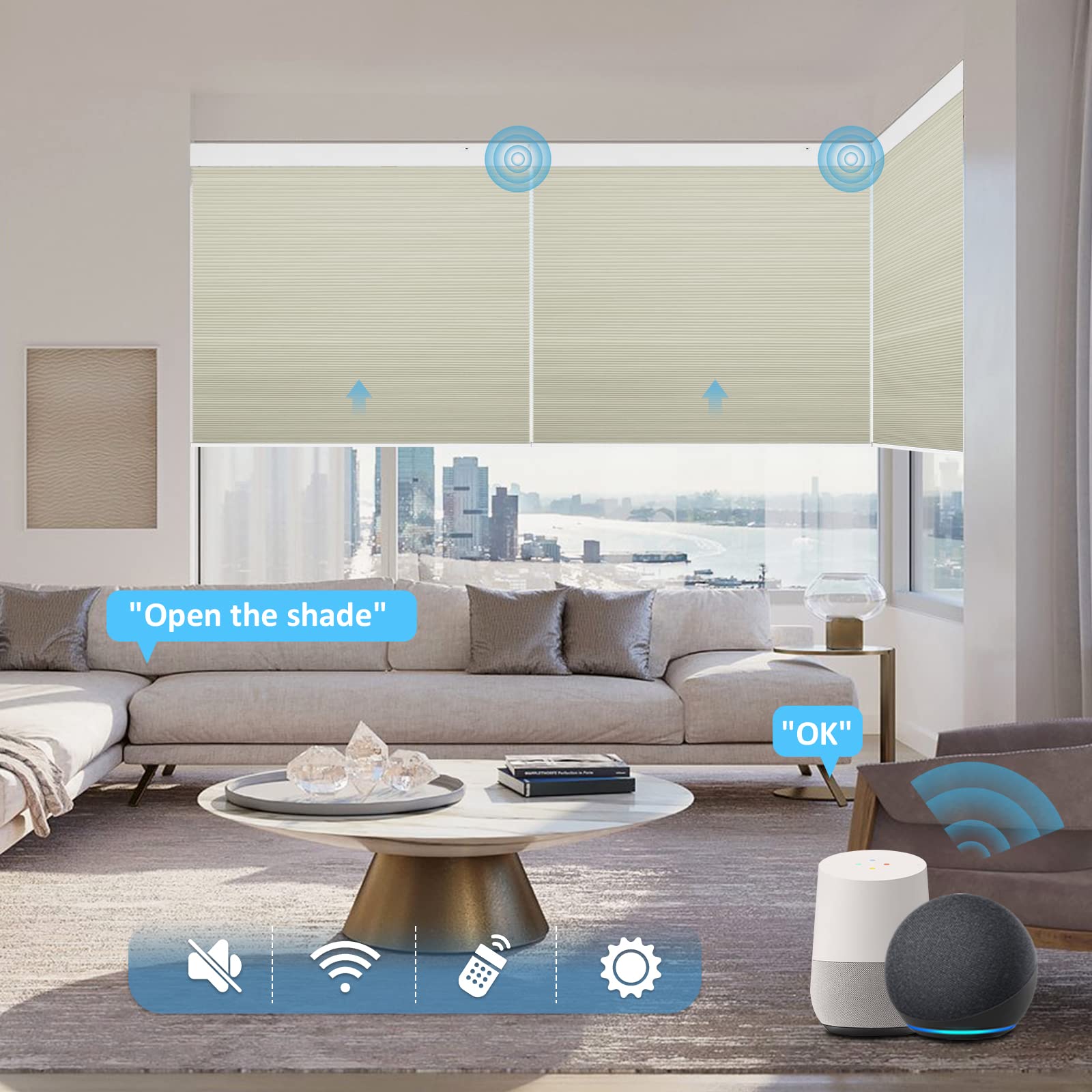 K100 Elektrisch | Lichtdurchlässige | Batterie | Wabenplissees | Nach Maß
