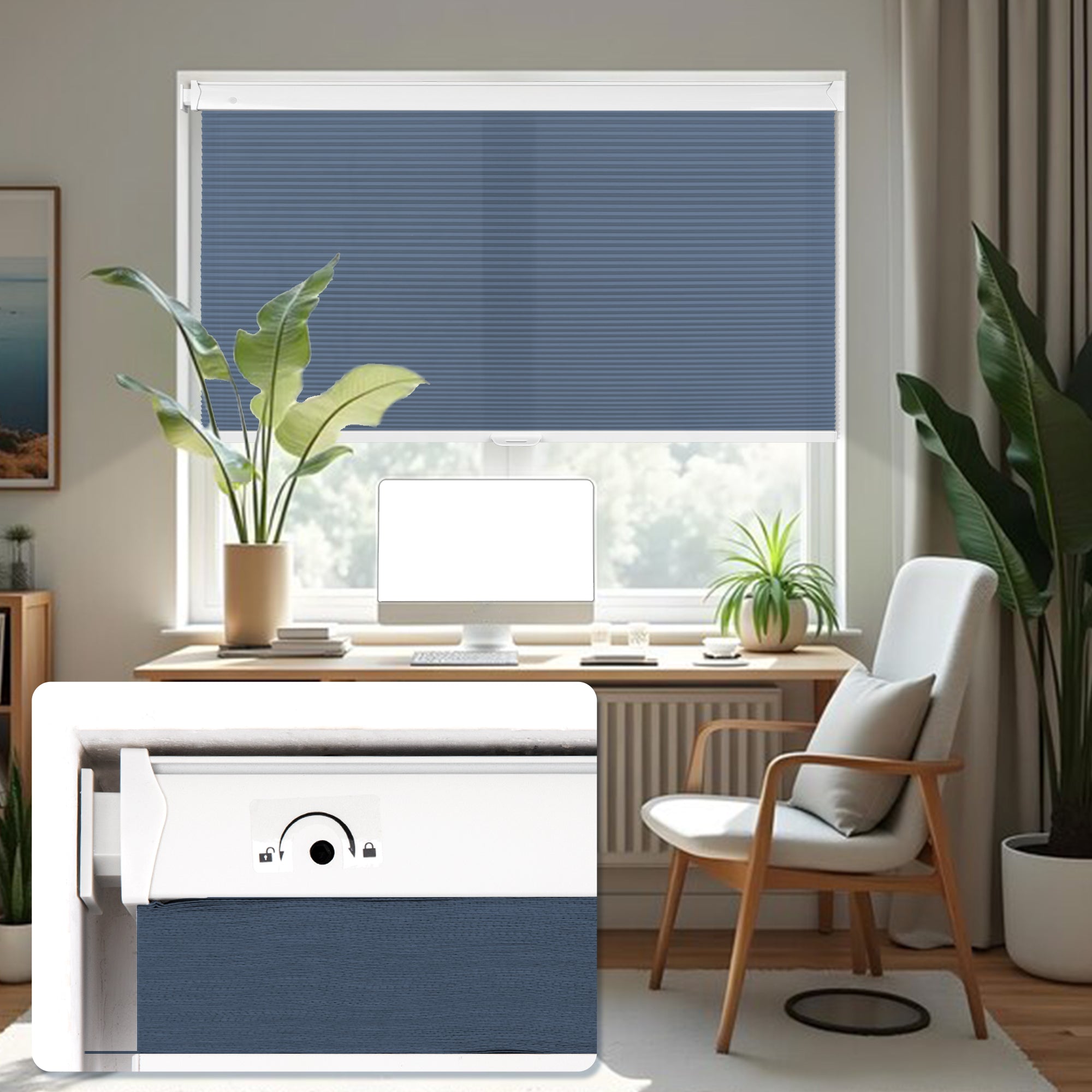 Ohne Bohren | Schnurlos | Lichtdurchlässig | Freistopp | Wabenplissee | Nach Maß