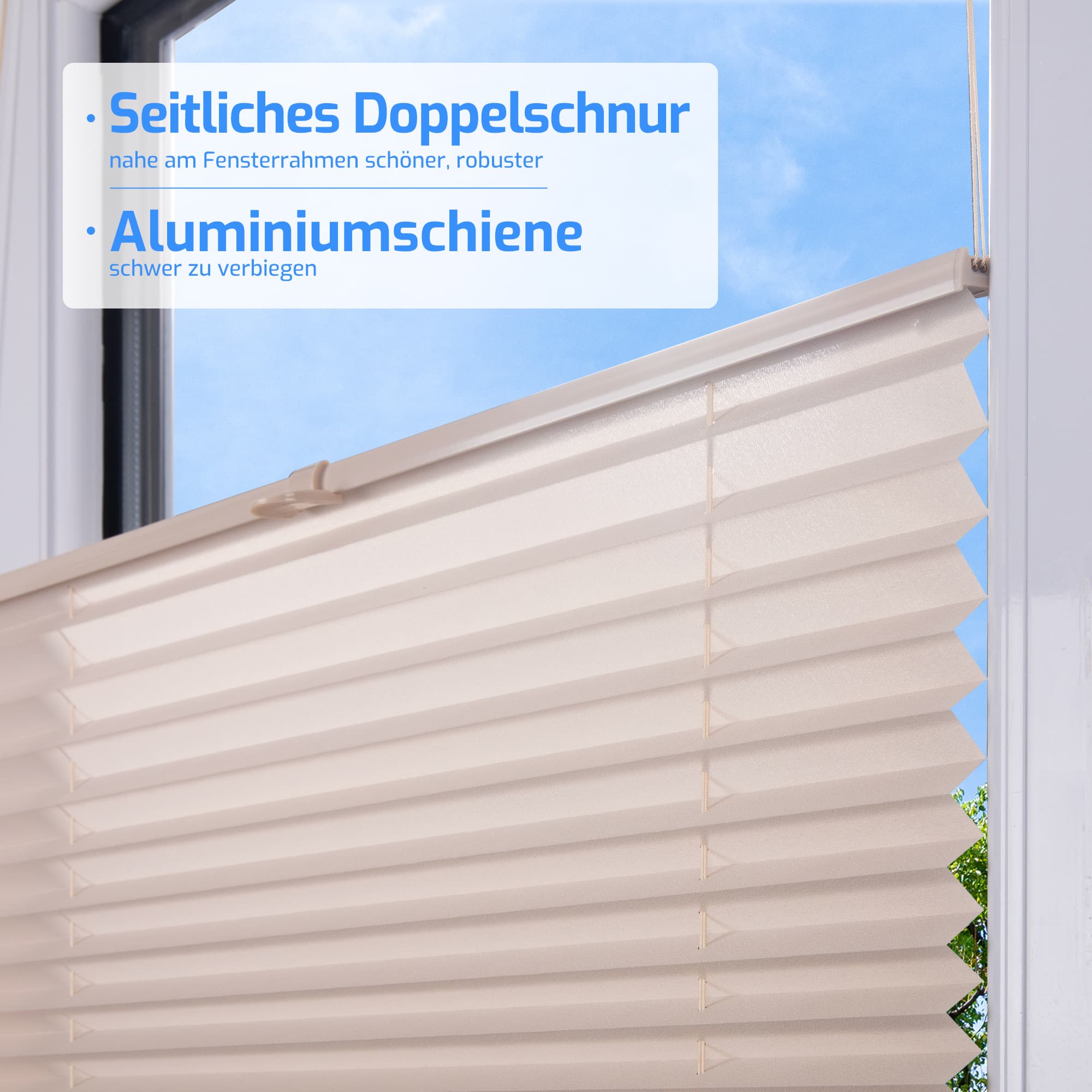 Ohne Bohren | Klemmfix | Komplett farbgleich | Lichtdurchlässig | Plissee | Nach Maß