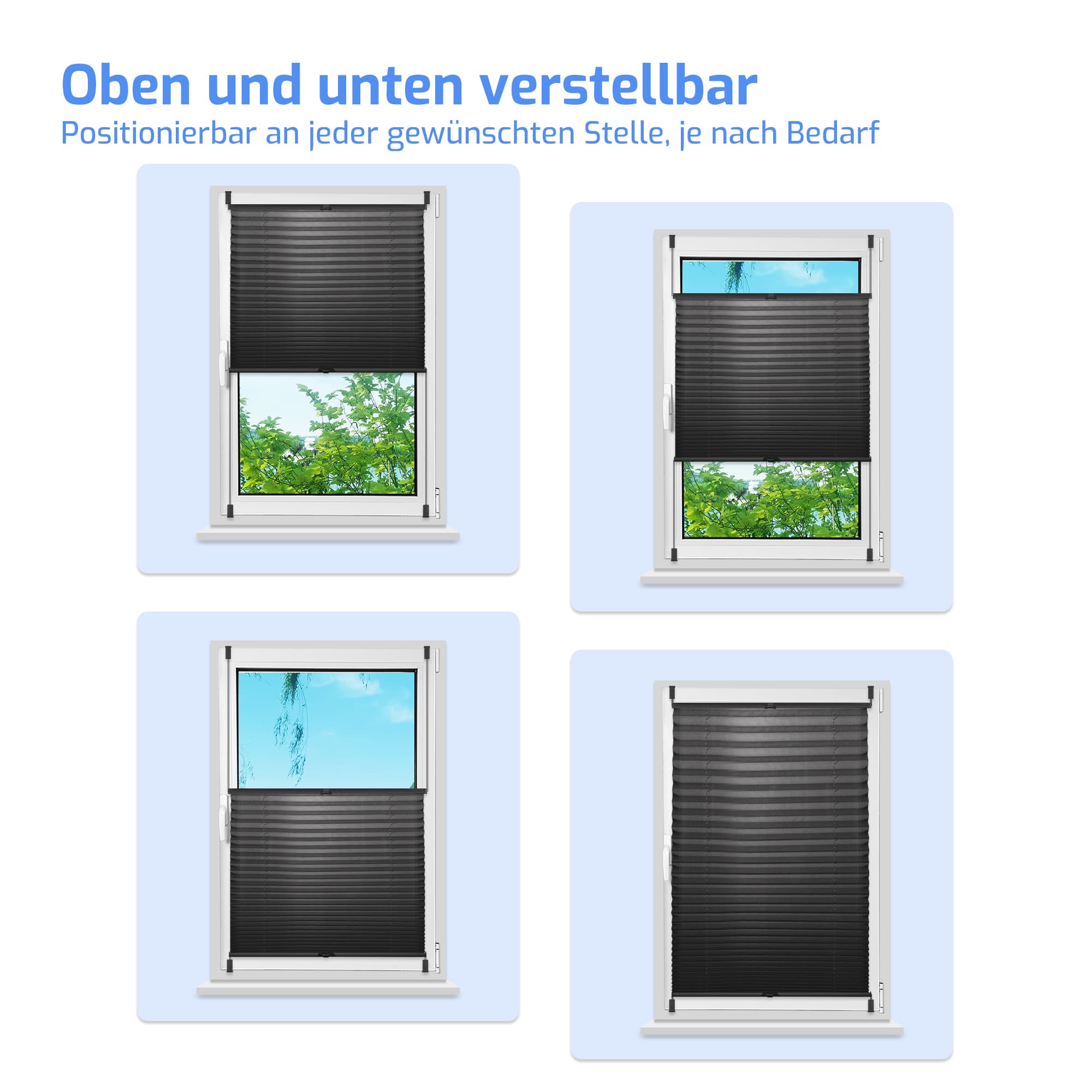 Ohne Bohren | Klemmfix | Komplett farbgleich | Lichtdurchlässig | Plissee | Nach Maß