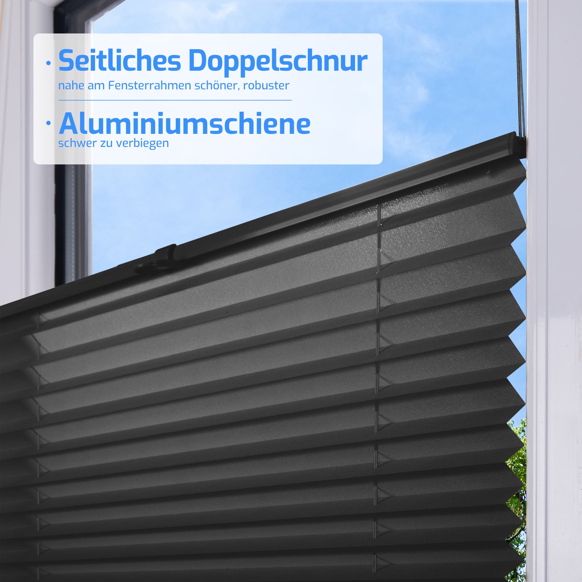 Ohne Bohren | Klemmfix | Komplett farbgleich | Lichtdurchlässig | Plissee | Nach Maß