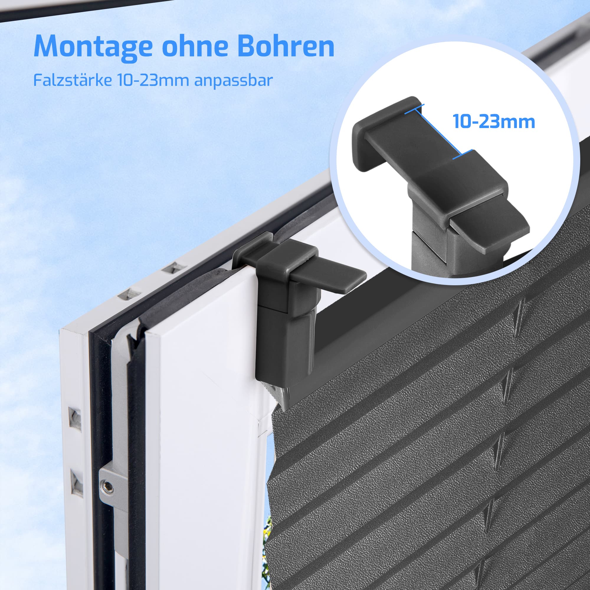 Ohne Bohren | Klemmfix | Komplett farbgleich | Lichtdurchlässig | Plissee | Nach Maß