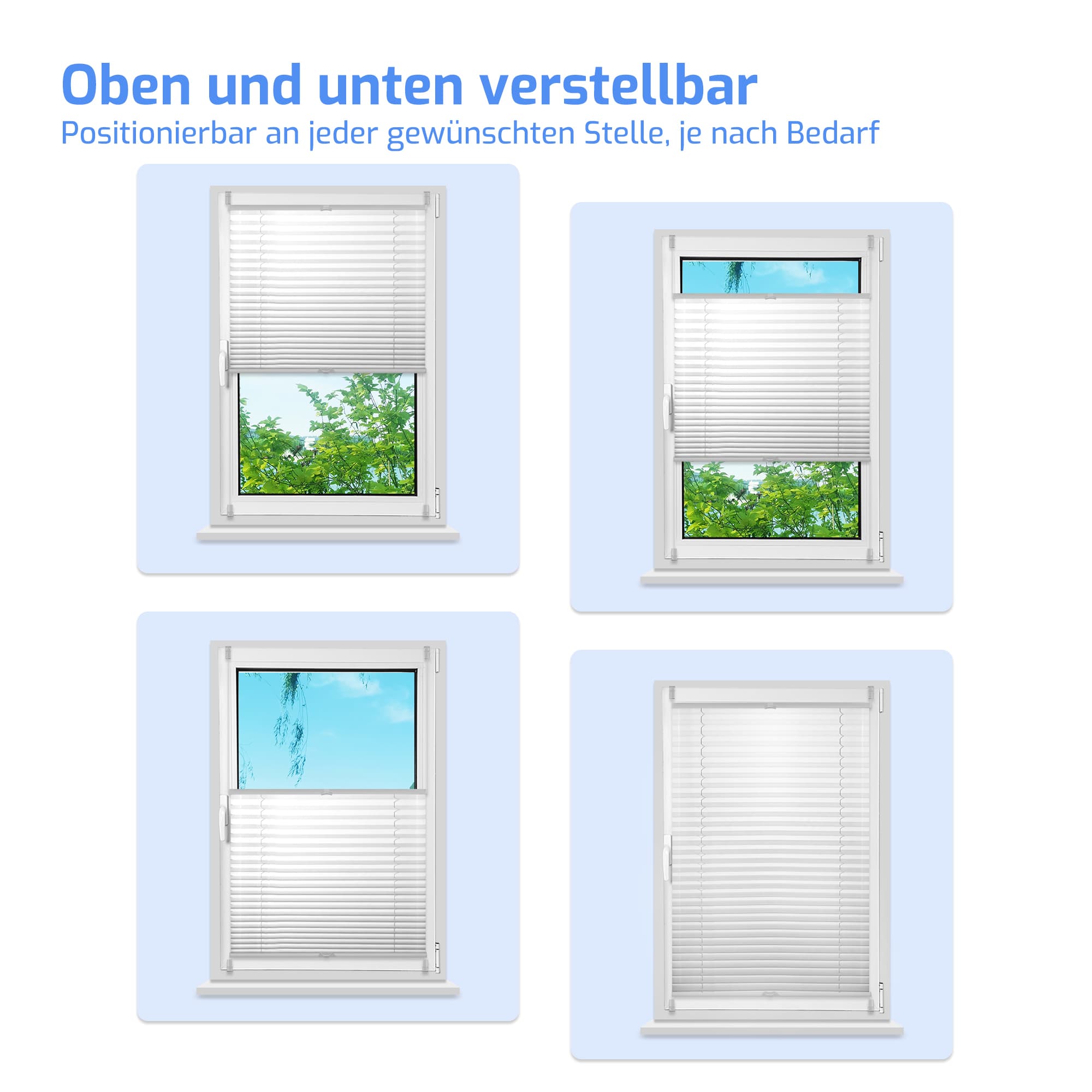 Ohne Bohren | Klemmfix | Komplett farbgleich | Lichtdurchlässig | Plissee | Nach Maß