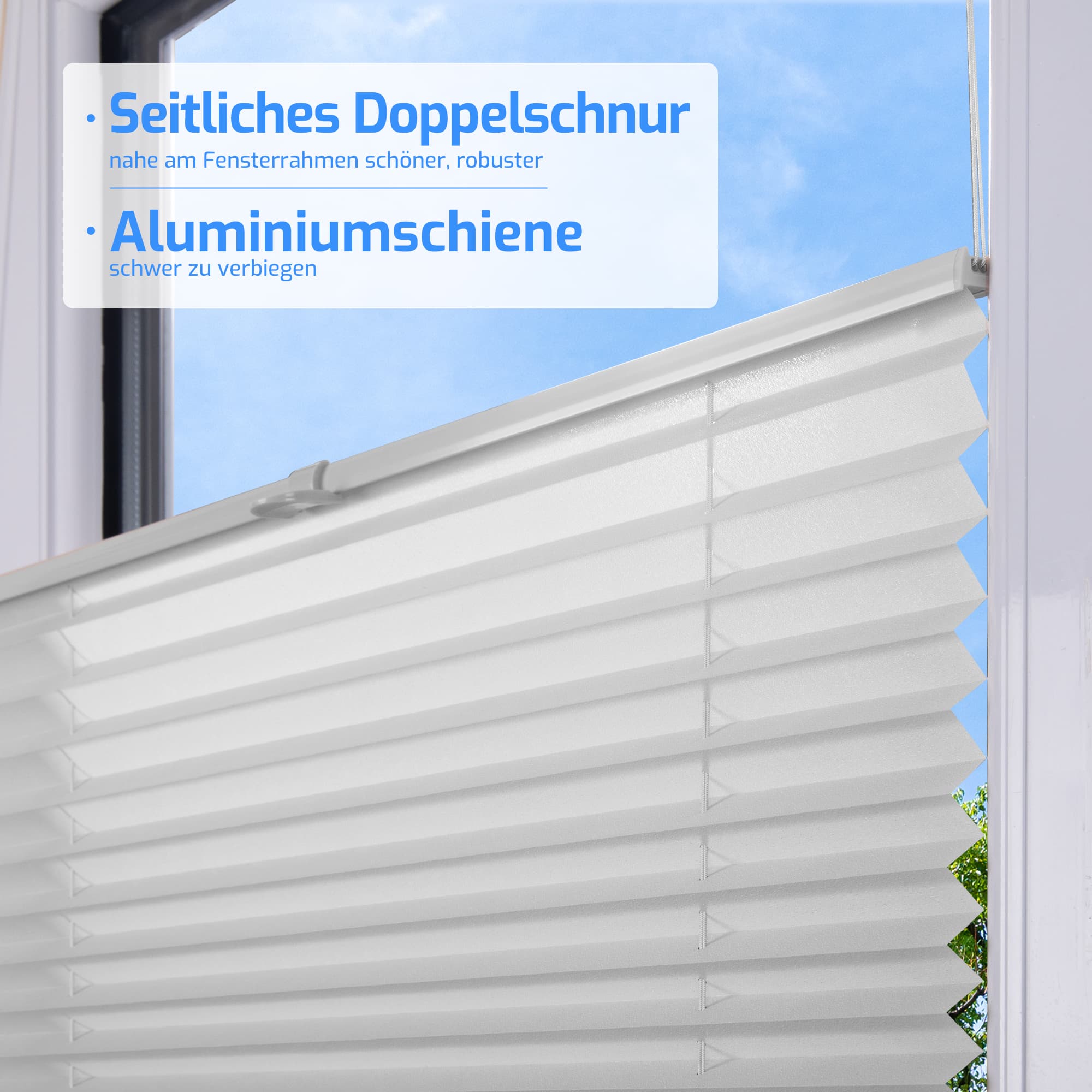 Ohne Bohren | Klemmfix | Komplett farbgleich | Lichtdurchlässig | Plissee | Nach Maß