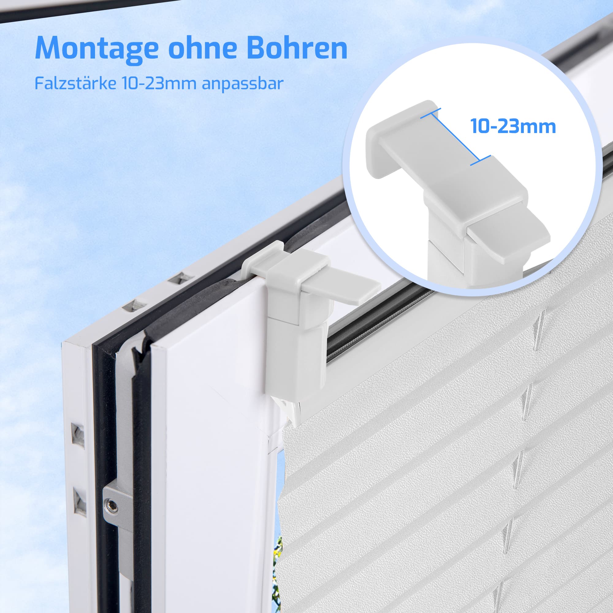 Ohne Bohren | Klemmfix | Komplett farbgleich | Lichtdurchlässig | Plissee | Nach Maß