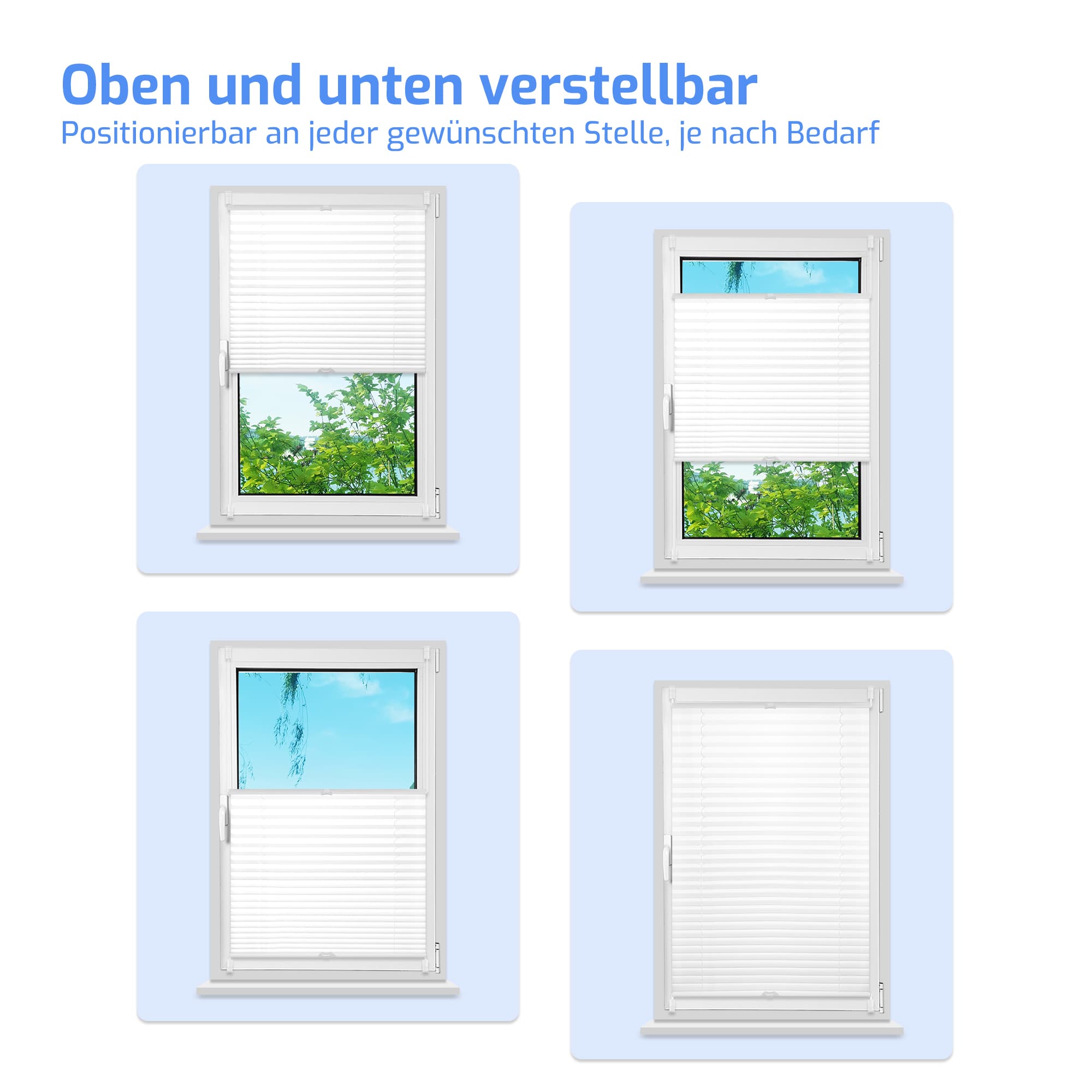 Ohne Bohren | Klemmfix | Komplett farbgleich | Lichtdurchlässig | Plissee | Nach Maß