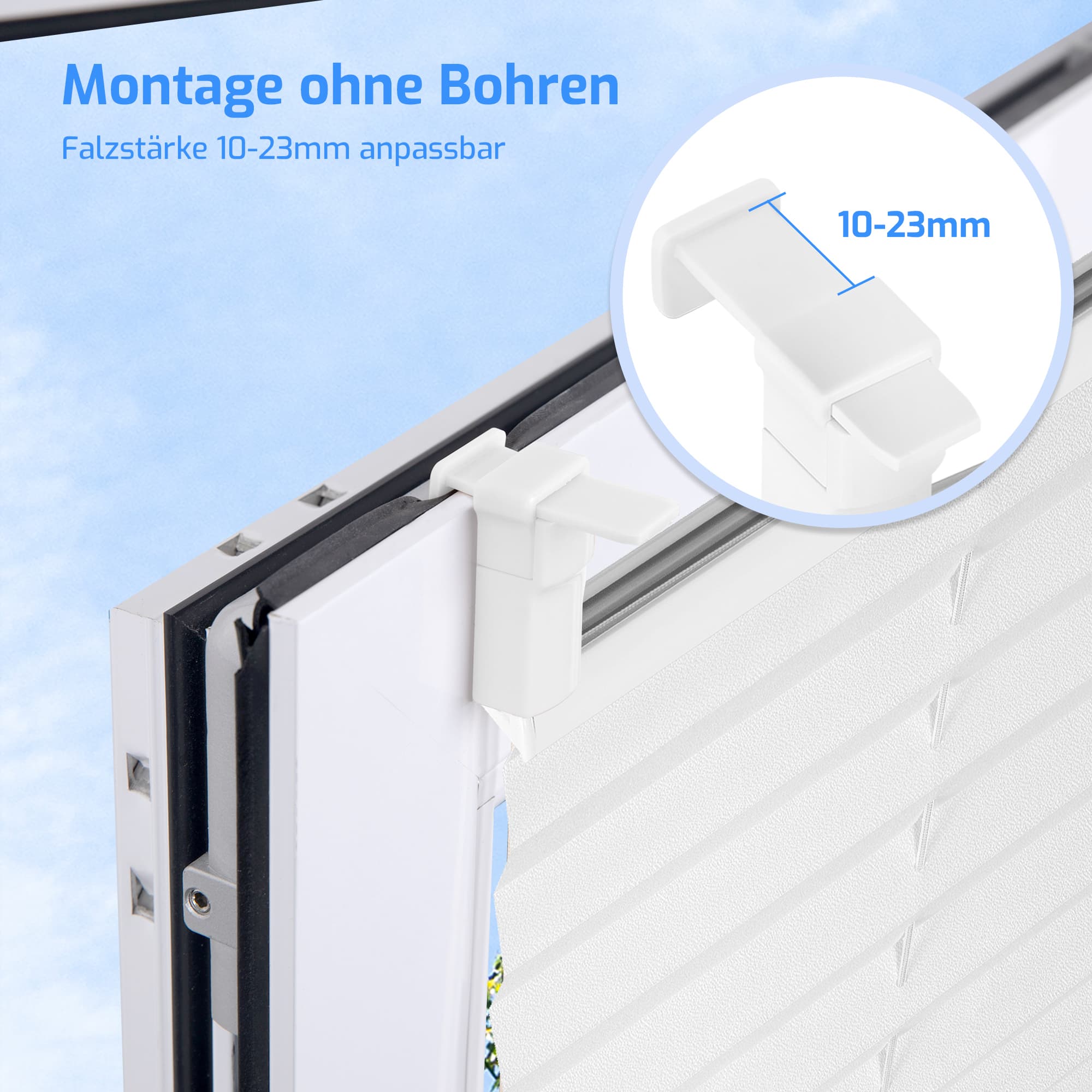 Ohne Bohren | Klemmfix | Komplett farbgleich | Lichtdurchlässig | Plissee | Nach Maß
