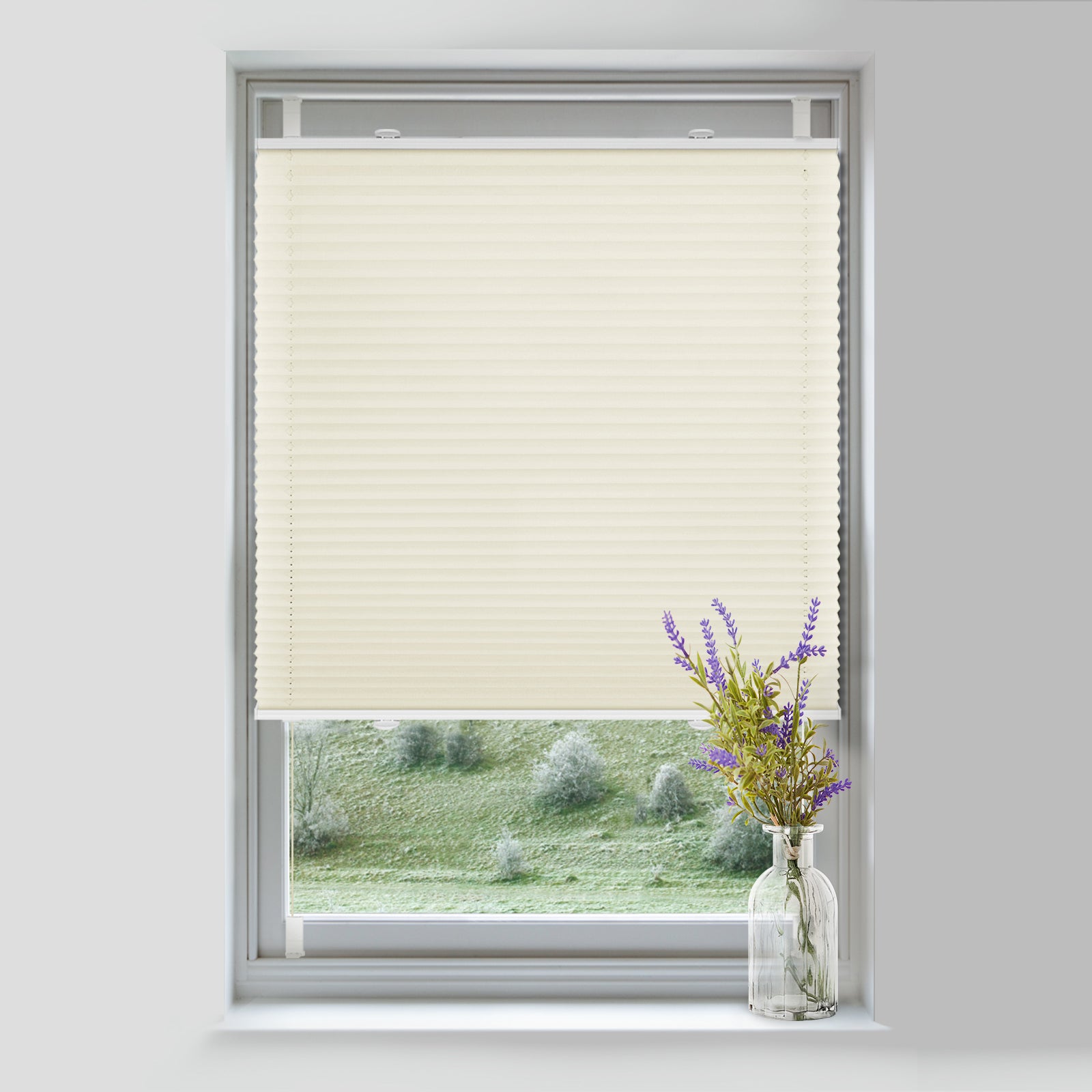 Lichtdurchlässig ohne Bohren Klemmfix Faltrollo Plissee Beige