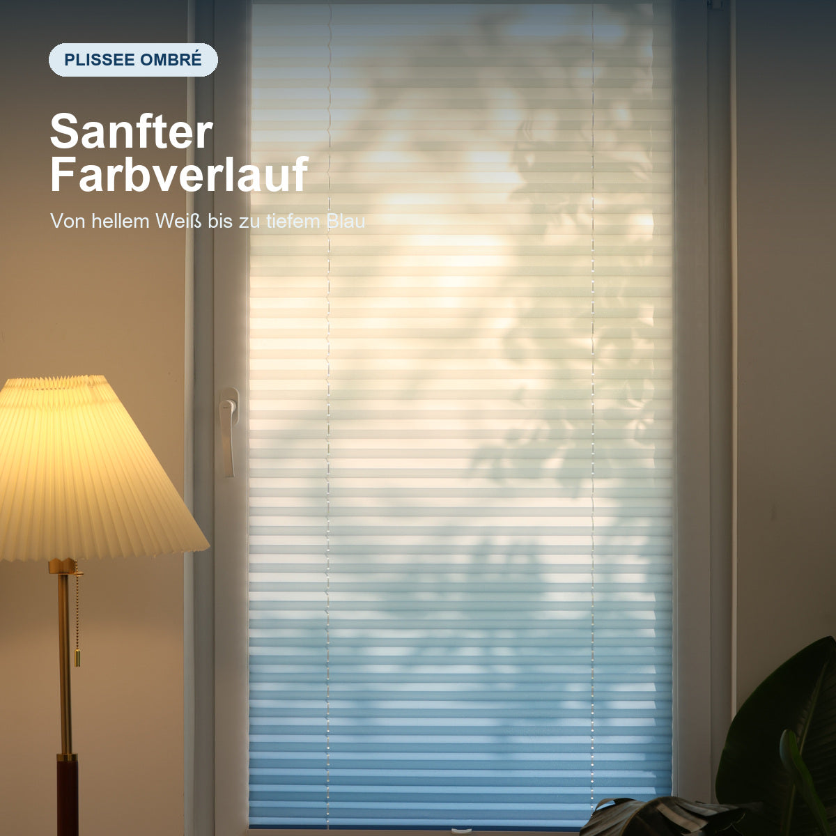Lichtdurchlässiges Plissee Klemmfix ohne Bohren mit Sichtschutz