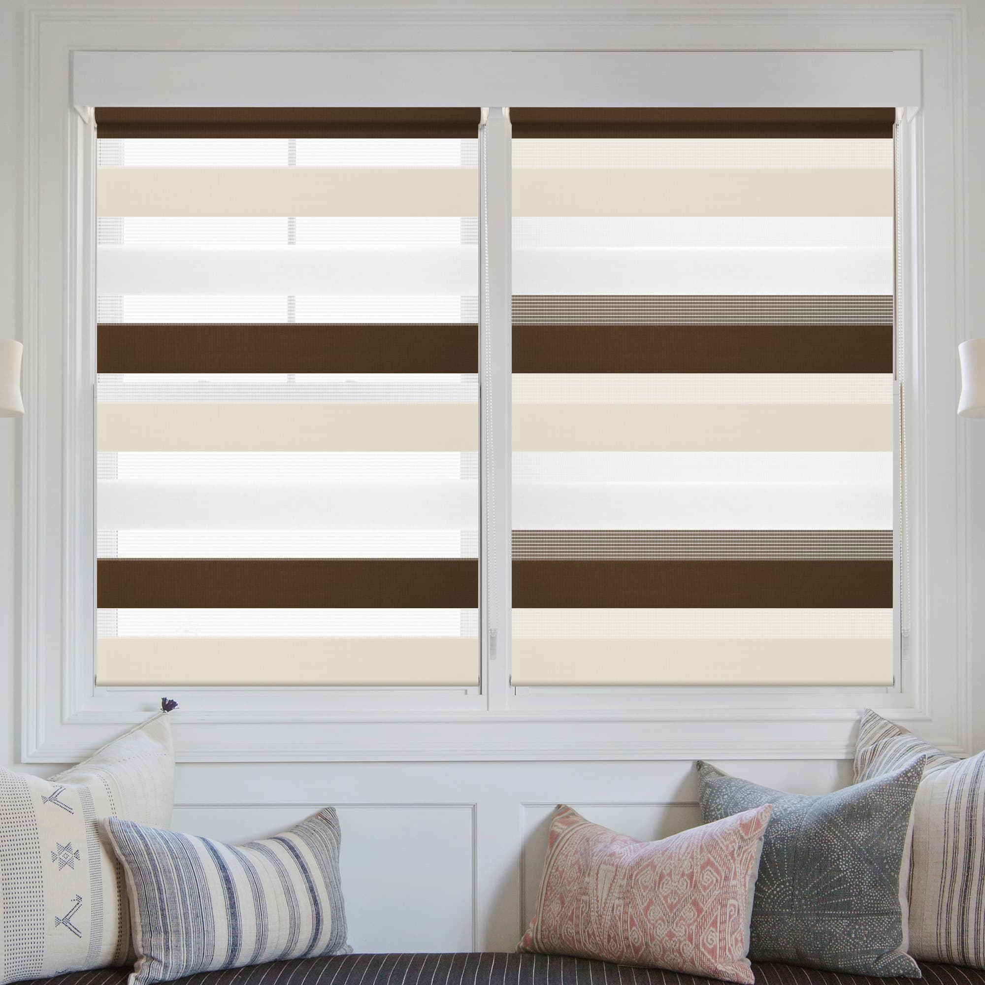 Doppelrollo Duo Rollo Klemmfix ohne Bohren Weiß Beige Braun