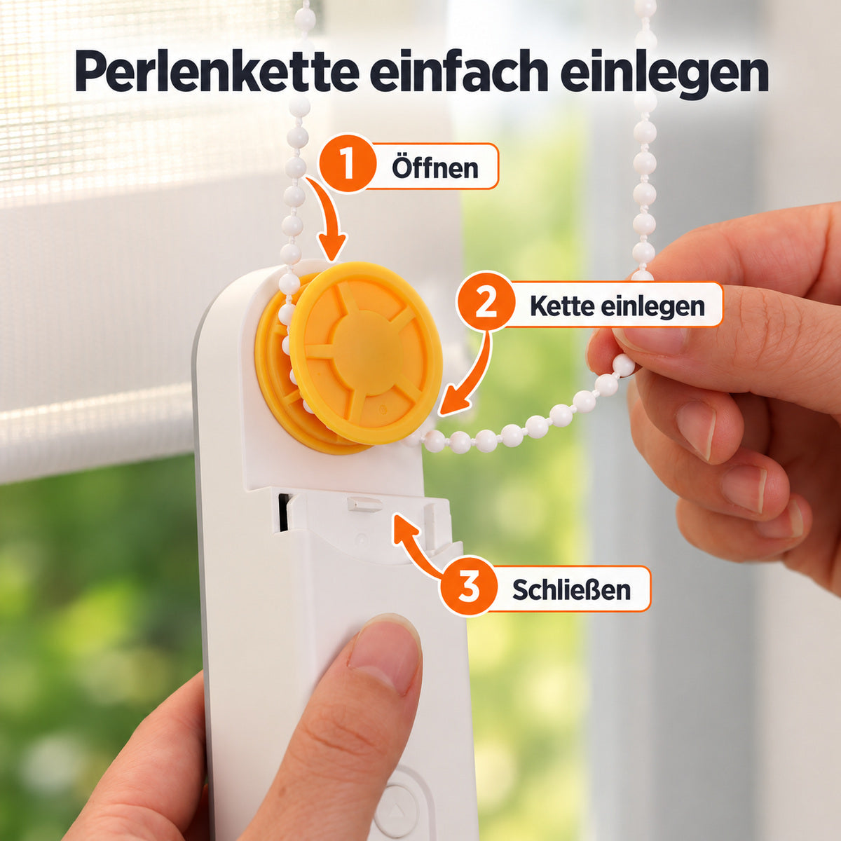 Grandekor Kettenmotor-Nachrüstset für Rollos – USB-C-Akku & RF-Steuerung