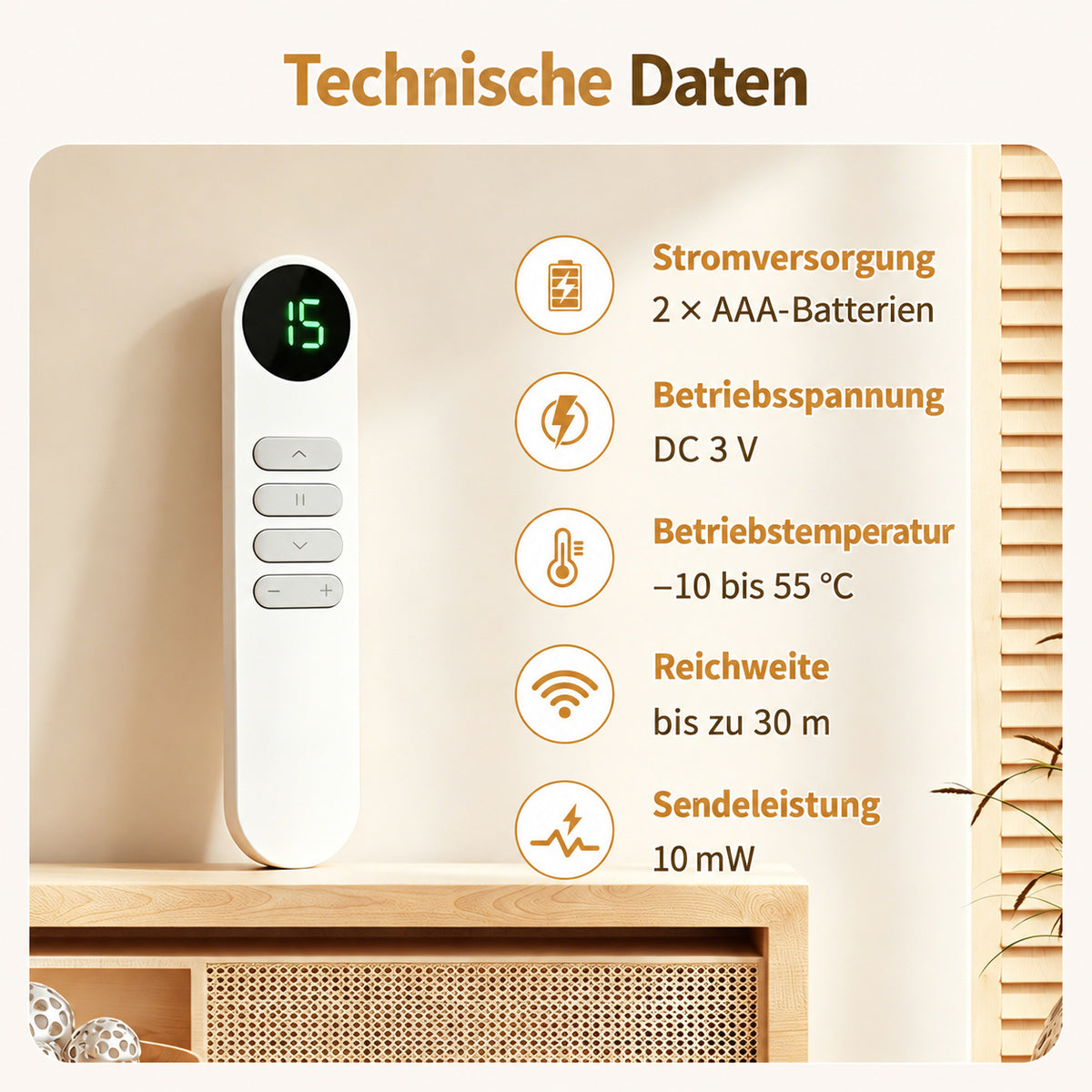 Grandekor 15-Kanal-Fernbedienung für elektrische Rollos – Lagerware