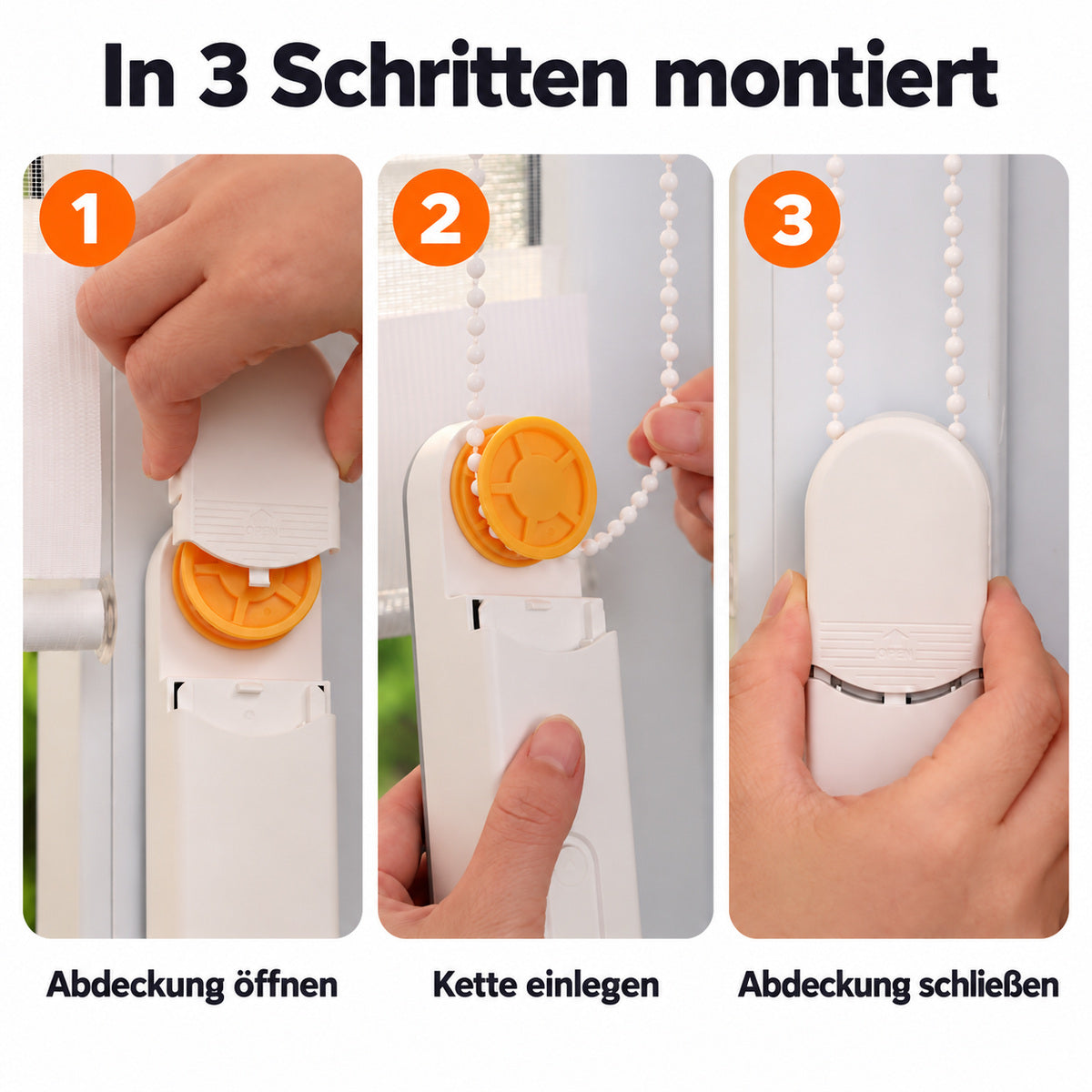 Grandekor Kettenmotor-Nachrüstset für Rollos – USB-C-Akku & RF-Steuerung
