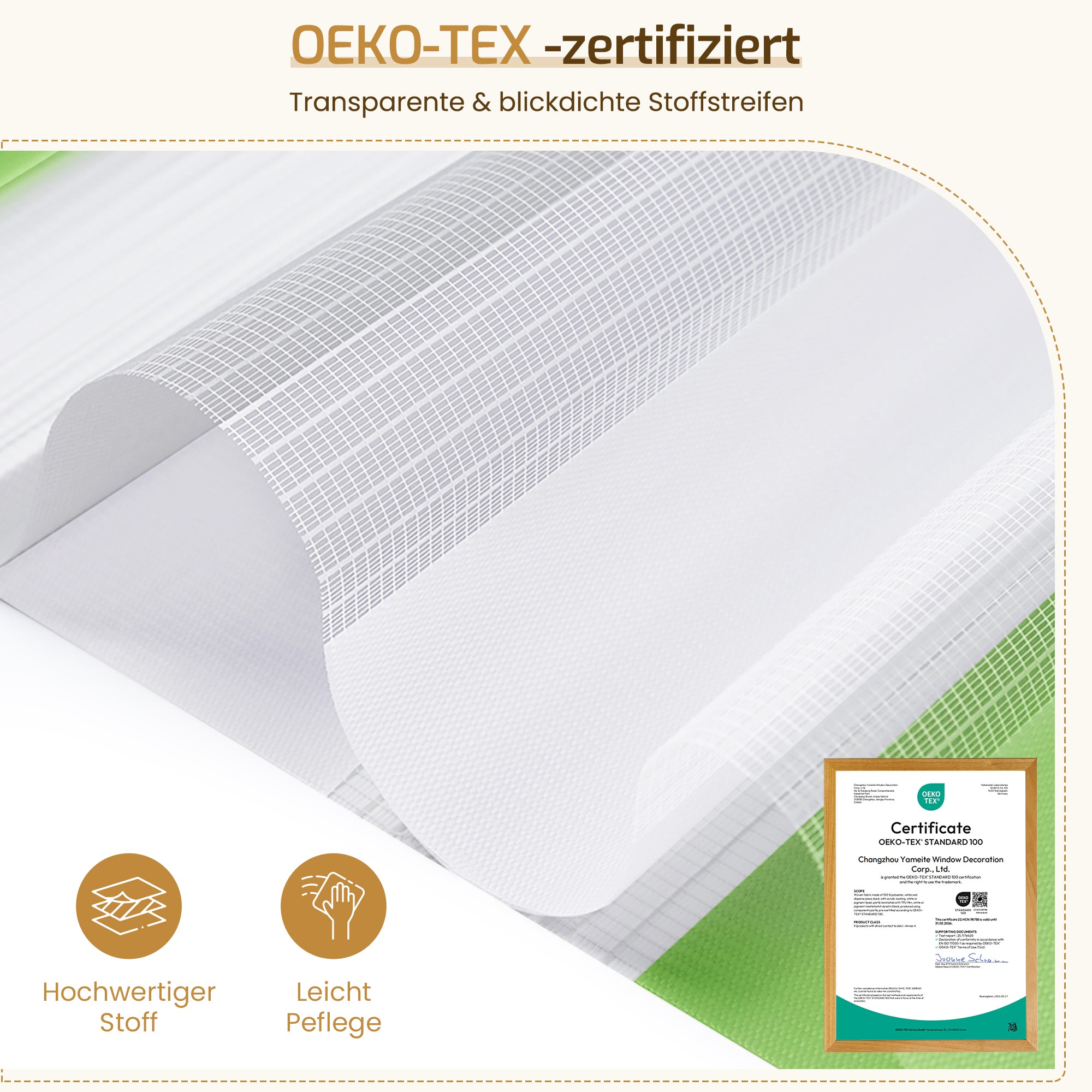 Doppelrollo Duo Rollo Klemmfix ohne Bohren Grün Grau Weiß