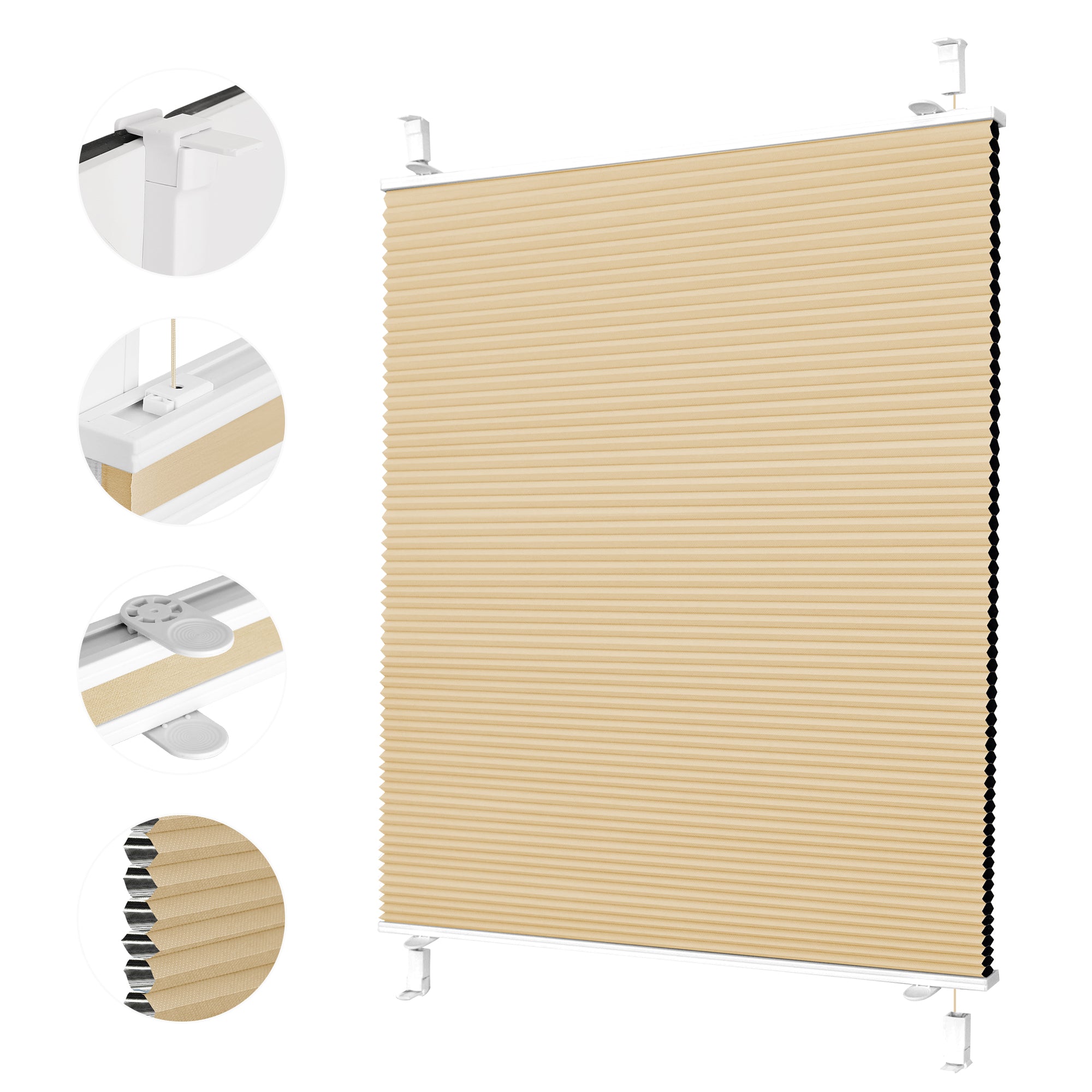 Wabenplissee Klemmfix Verdunkelung Thermo Zweifarbig Weiß-Beige
