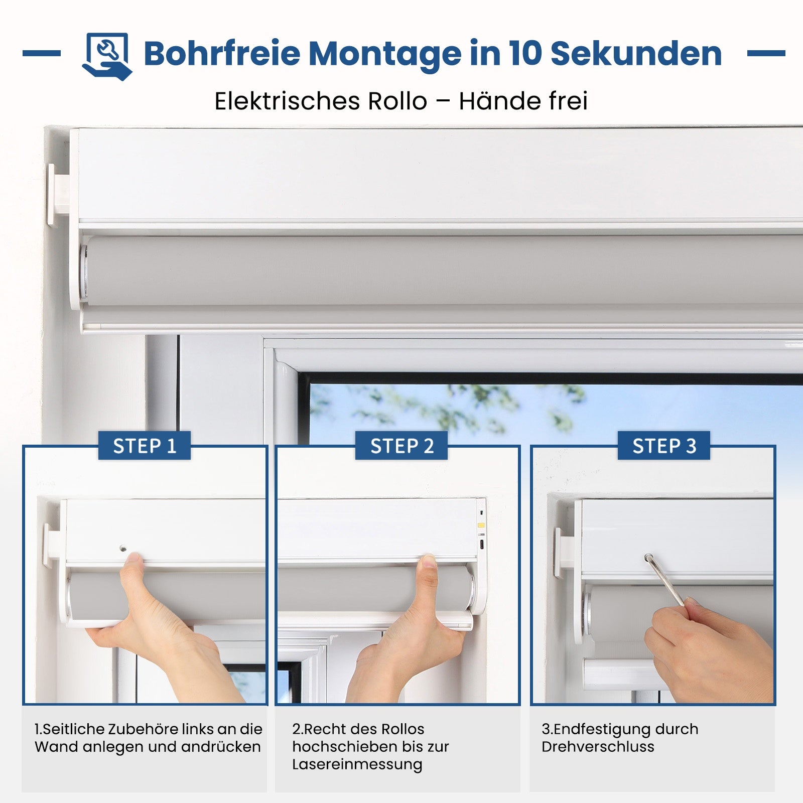 M330 Elektrisch | Bohrenfrei | Verdunkelung | Akku | Rollo | Nach Maß