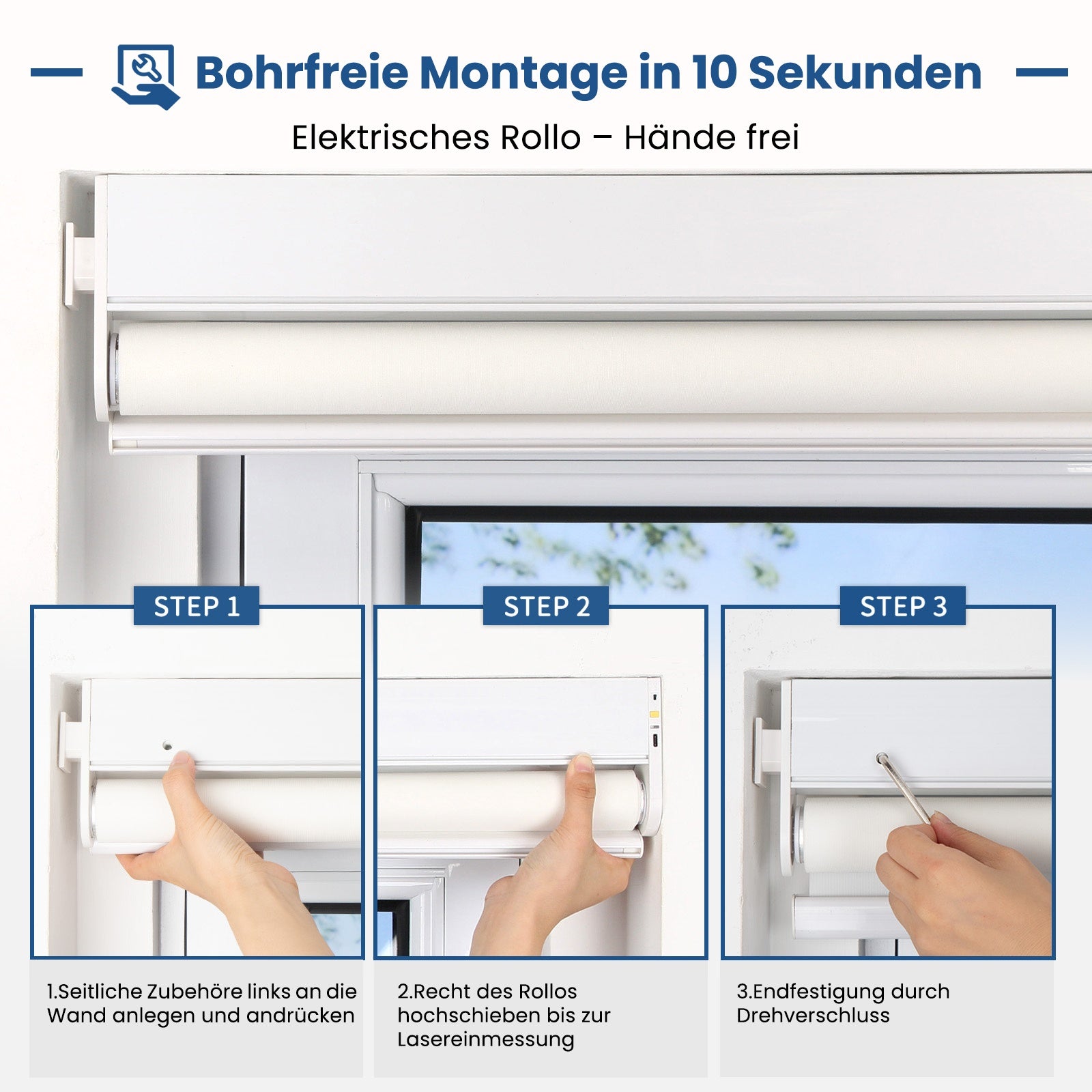 M330 Elektrisch | Bohrenfrei | Verdunkelung | Akku | Rollo | Nach Maß