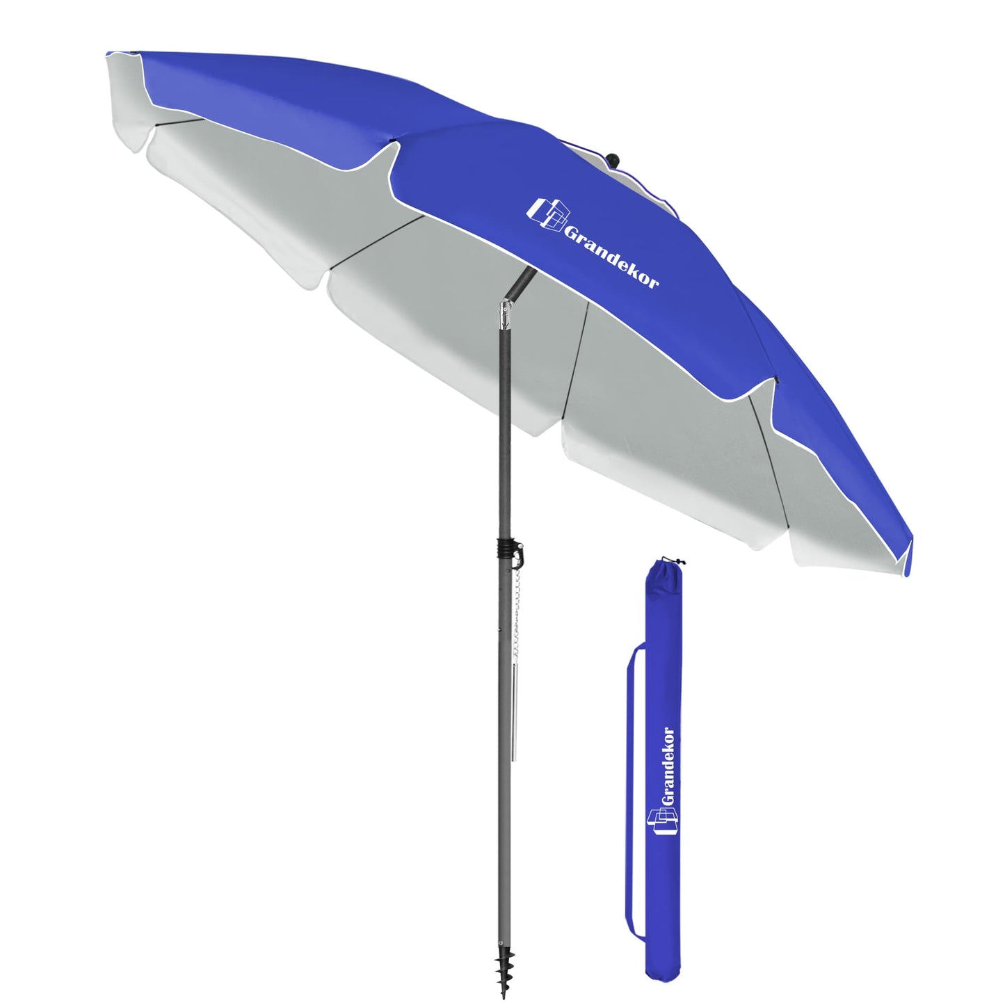 Sonnenschirm für den Strand 200cm mit UV-Schutz verstellbarer Neigungswinkel
