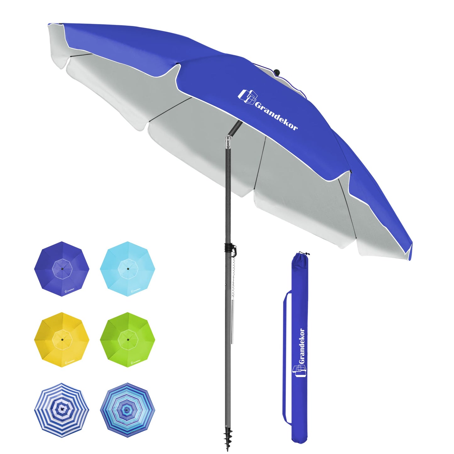 Sonnenschirm für den Strand 200cm mit UV-Schutz verstellbarer Neigungswinkel