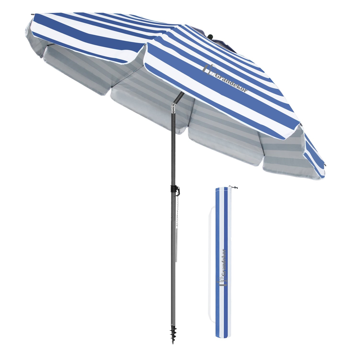 Sonnenschirm für den Strand 200cm mit UV-Schutz verstellbarer Neigungswinkel