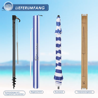 Sonnenschirm für den Strand 200cm mit UV-Schutz verstellbarer Neigungswinkel