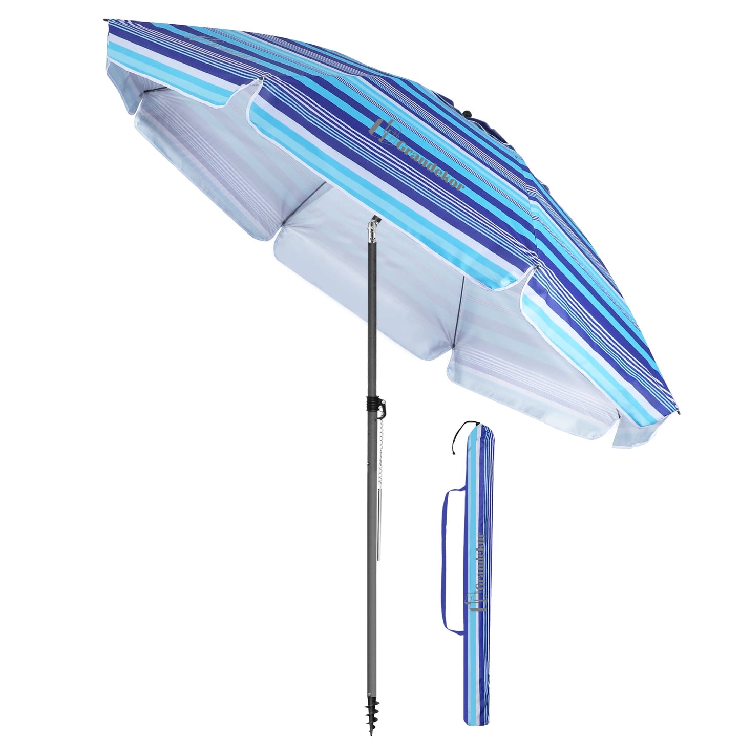 Sonnenschirm für den Strand 200cm mit UV-Schutz verstellbarer Neigungswinkel
