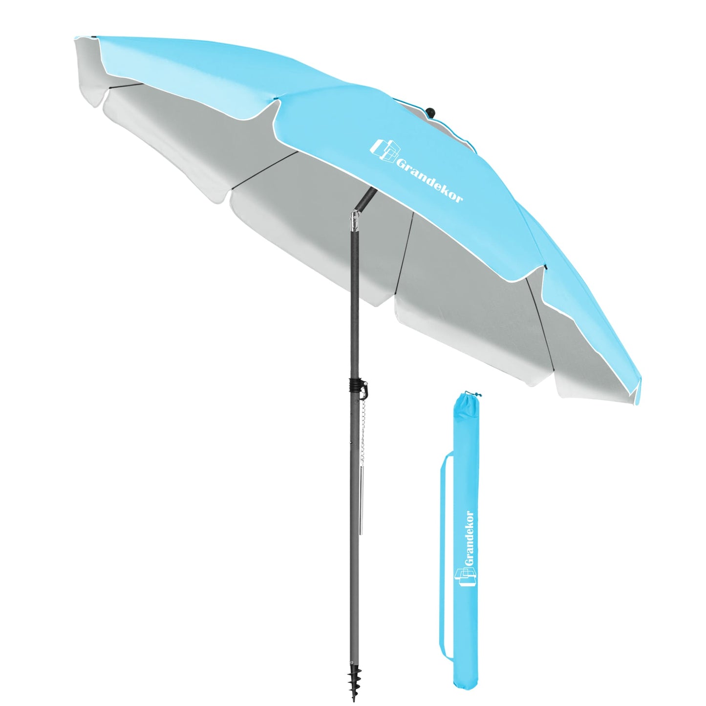 Sonnenschirm für den Strand 200cm mit UV-Schutz verstellbarer Neigungswinkel