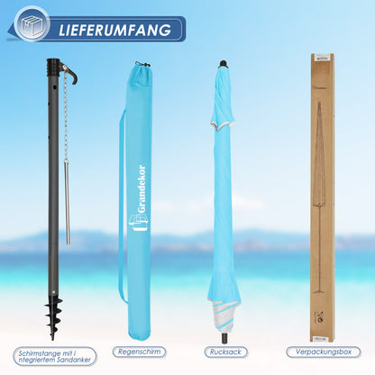 Sonnenschirm für den Strand 200cm mit UV-Schutz verstellbarer Neigungswinkel