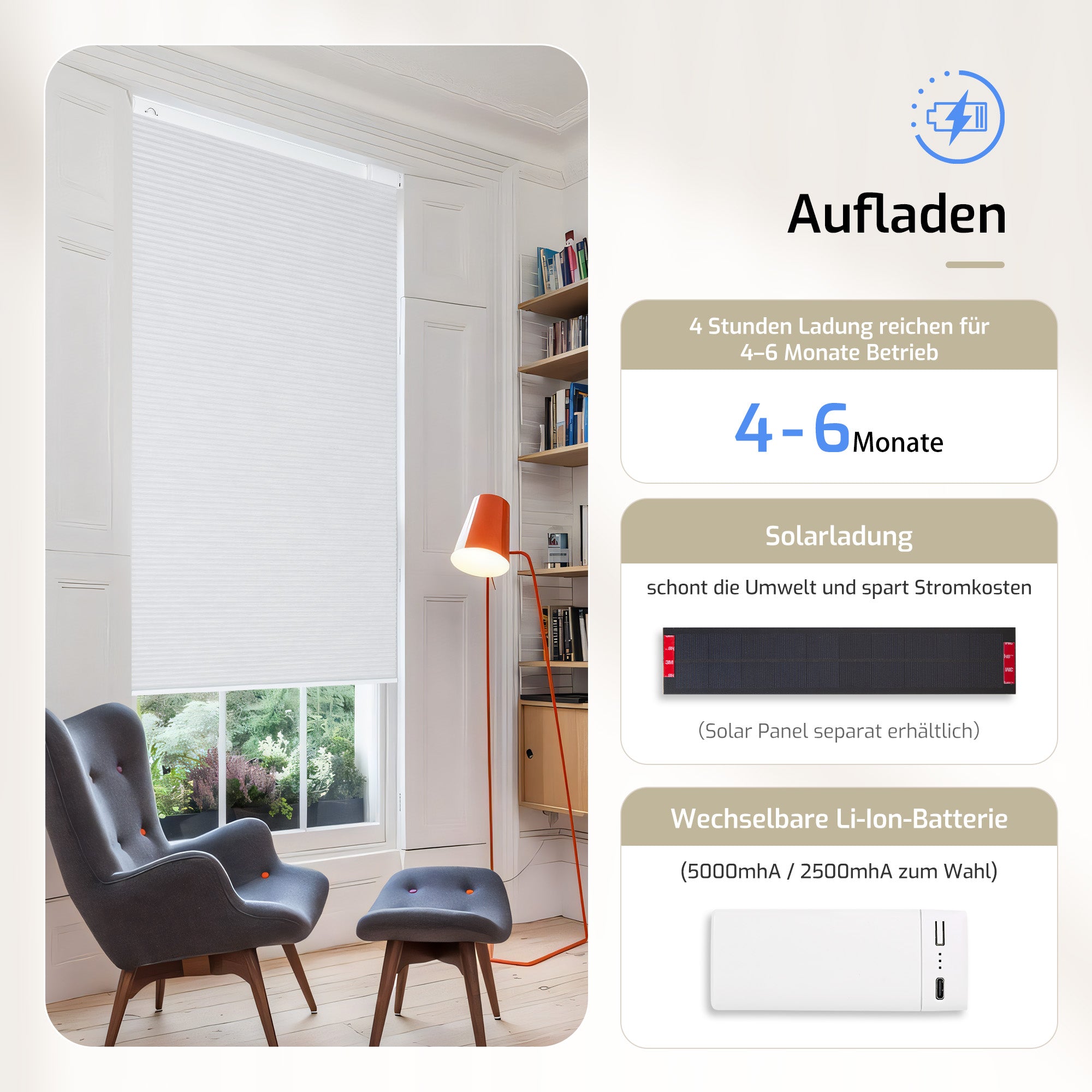 K230 Elektrisch | Verdunkelung | Akku | Wabenplissees | Nach Maß