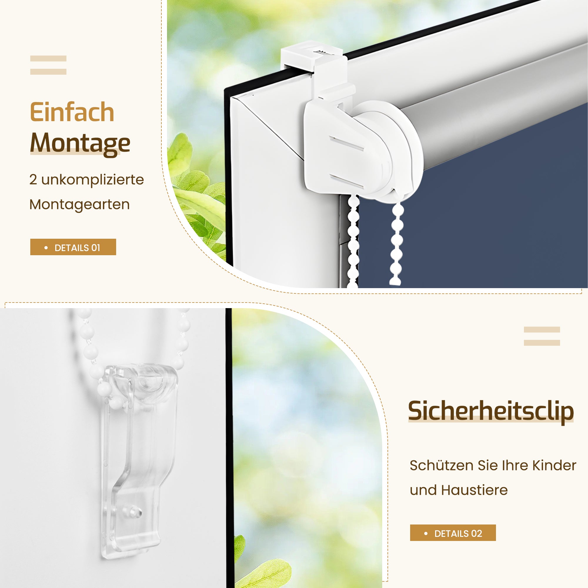 Verdunkelungsrollo Klemmfix Thermorollo ohne Bohren Dunkelblau