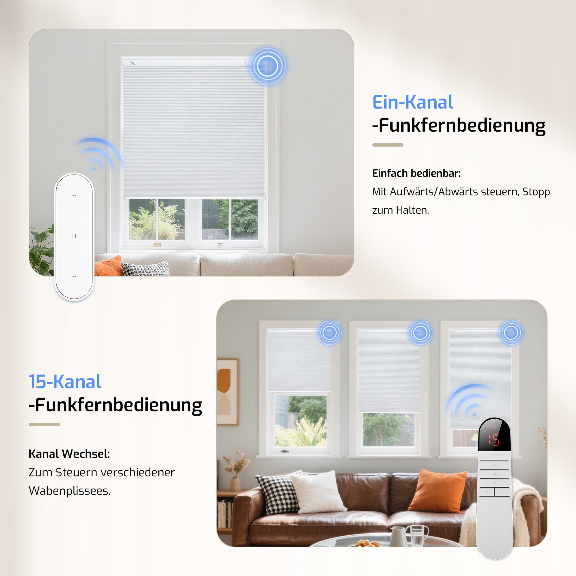 K230 Elektrisch | Verdunkelung | Akku | Wabenplissees | Nach Maß