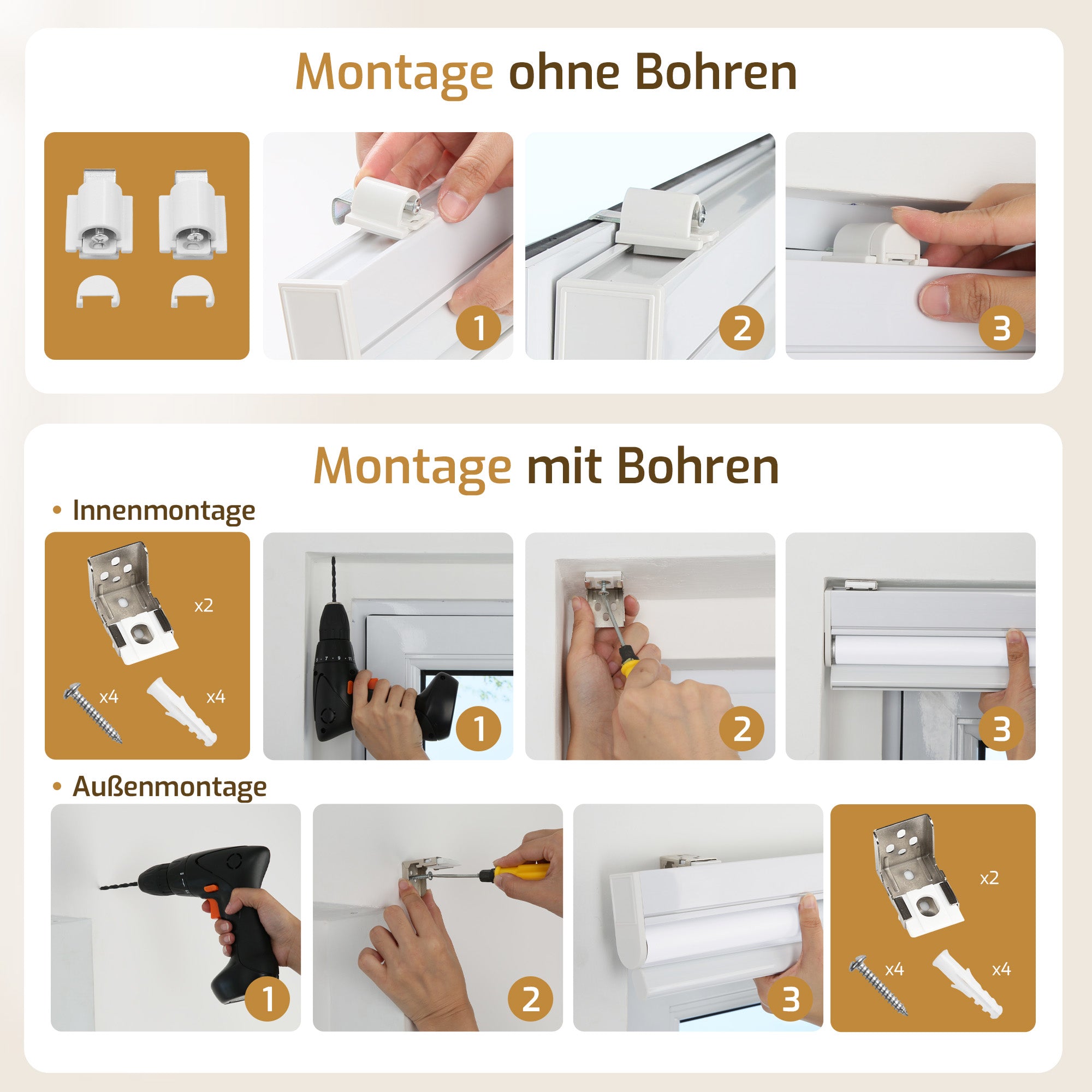 M130 Elektrisch | Verdunkelung | Klemmfix | Akku | Rollo | Standardgröße